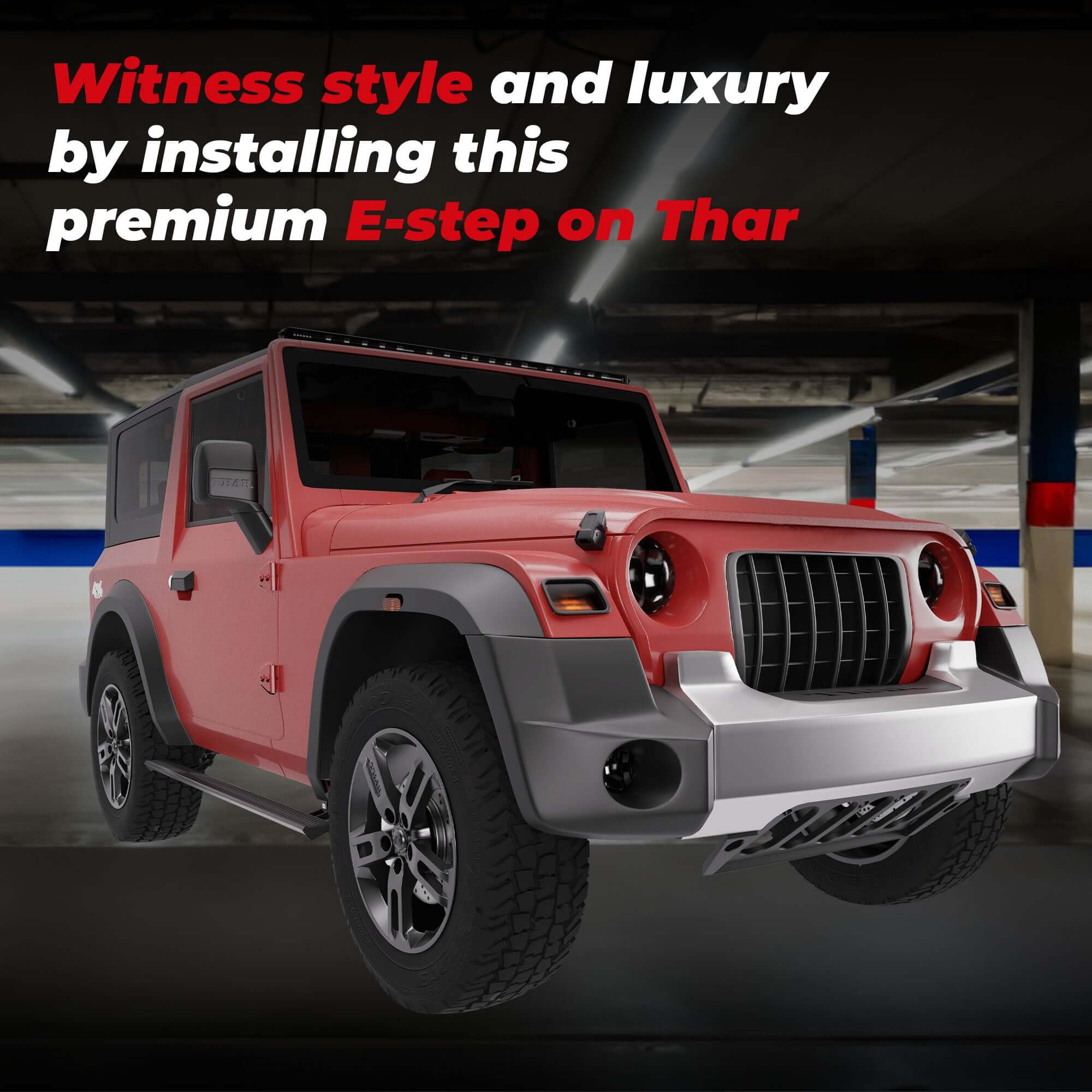 Electric Side Step for Mahindra Thar 2019+ without RGB Streamer Lights