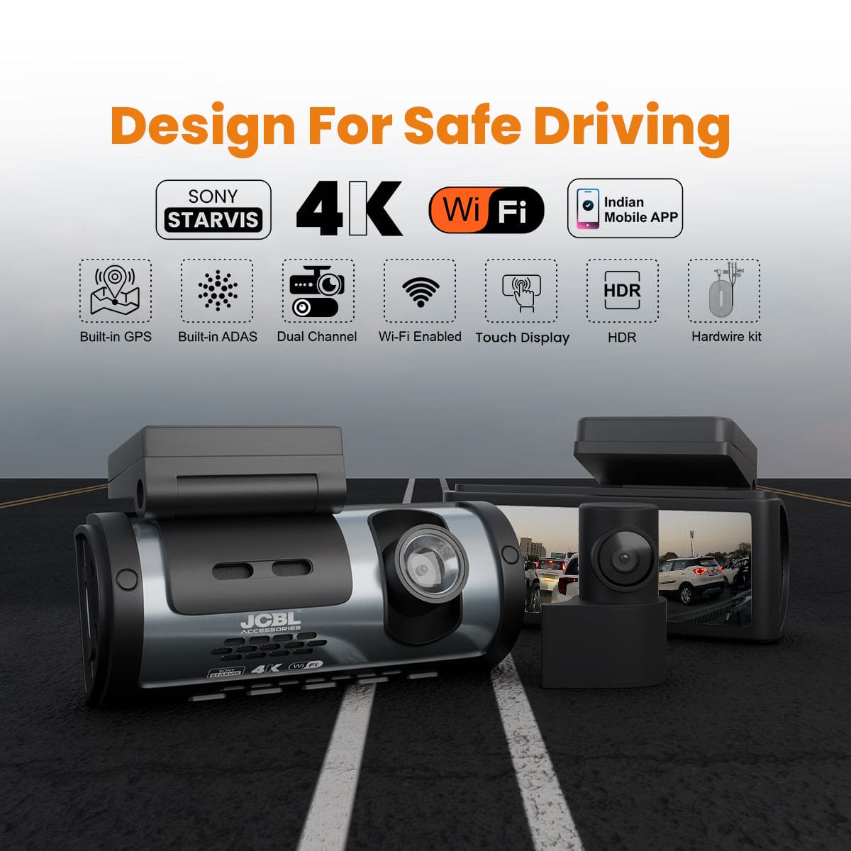 StarVision — 4K Dual Dash Cam with GPS, ADAS & Touchscreen