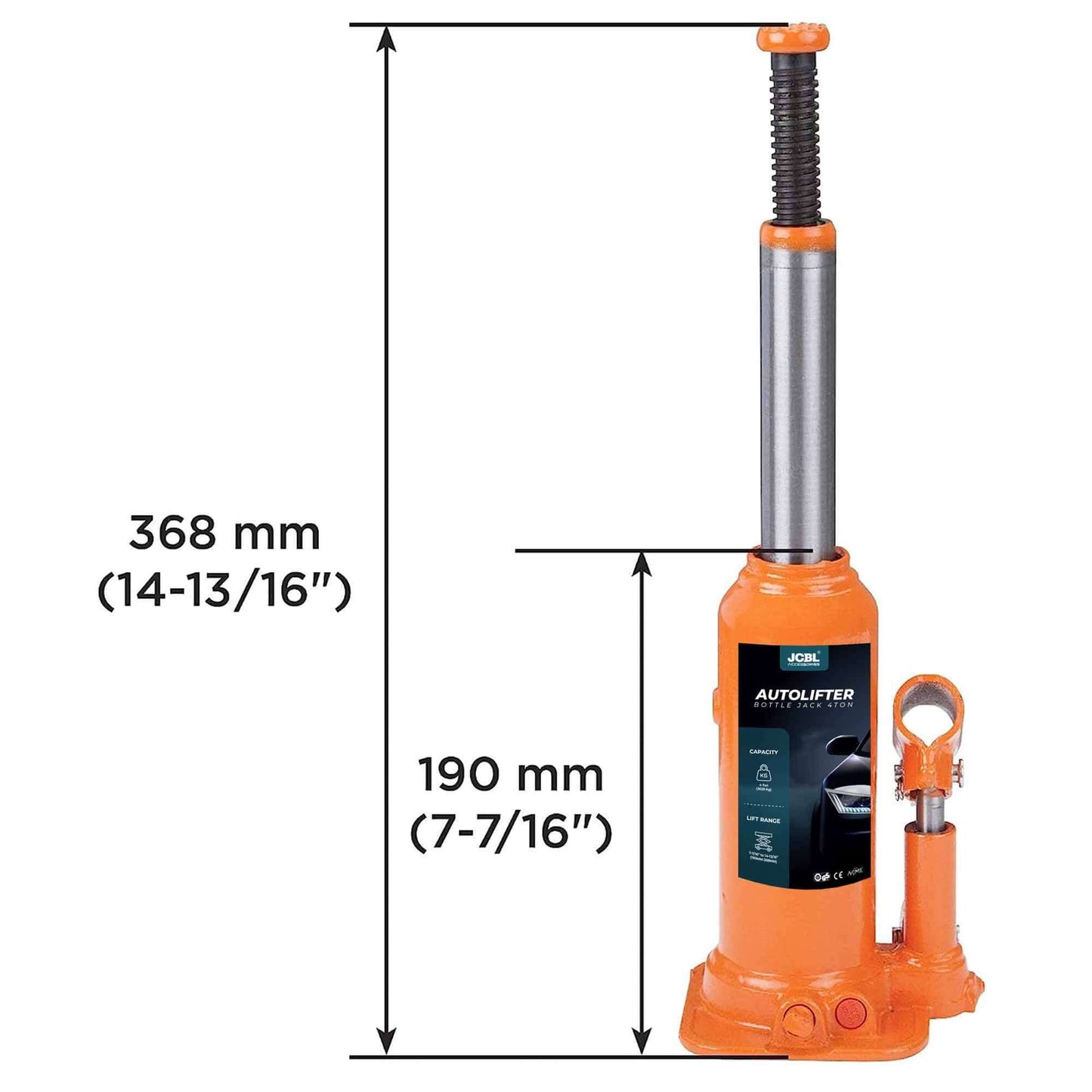 JCBL Accessories Heavy Duty Portable 4 Ton Jack for MUVs, SUVs, Mini Trucks, LCVs, Leak-Proof | Forged Base | Lifting