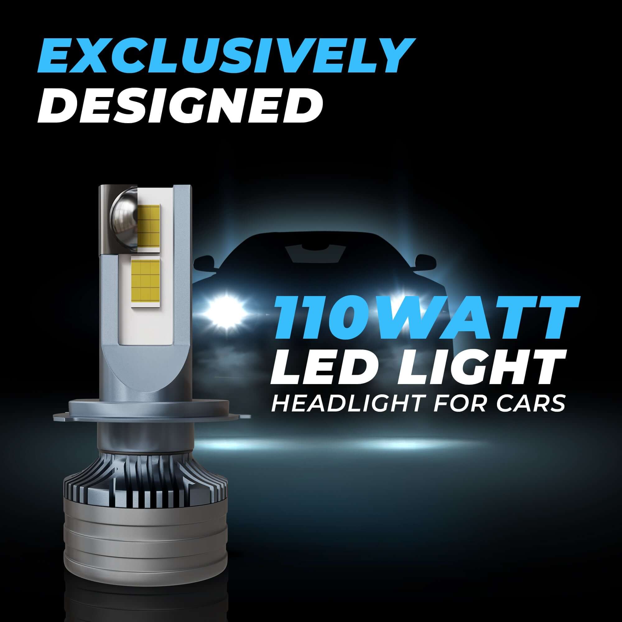 Lumenz H4 Car Headlight 110 W | Dual Beam | 8000 Lumens | 6000-6500 K | Waterproof