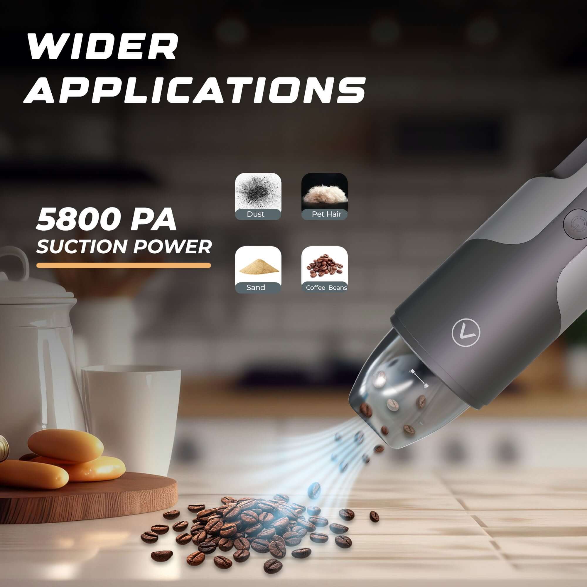 Vacuair V3 Portable & Cordless Vacuum Cleaner with 5800 Pa Suction Power | 5000 mAh Battery