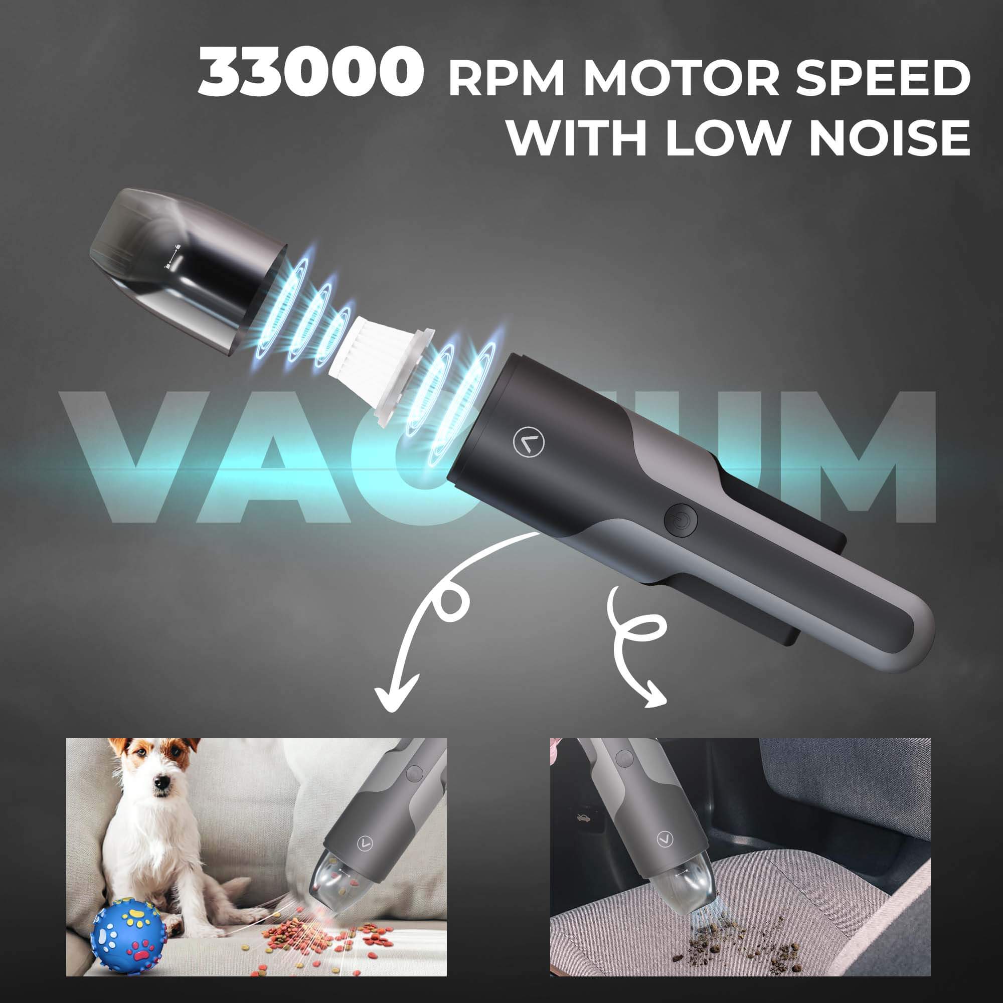 Vacuair V3 Portable & Cordless Vacuum Cleaner with 5800 Pa Suction Power | 5000 mAh Battery