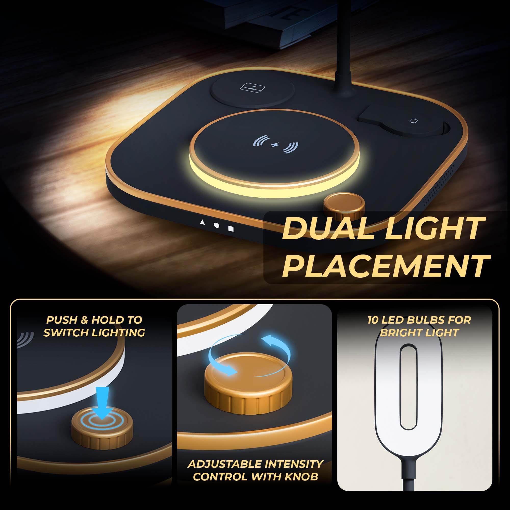 5-in-1 Wireless Mobile Charger with Lamp and Warm Ring Light