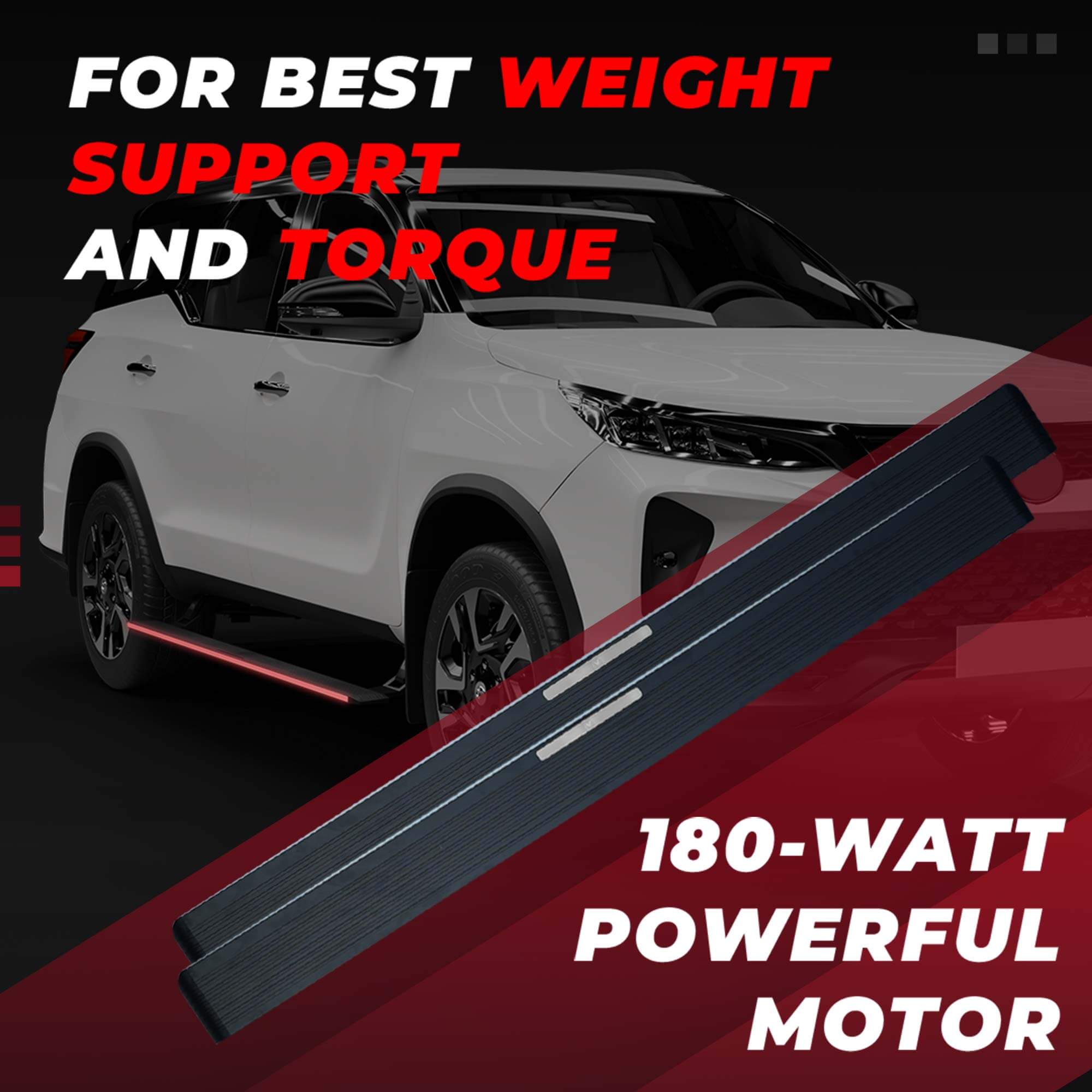Electric Side Step for Toyota Fortuner 2016+ with RGB Streamer Lights and App Controlled