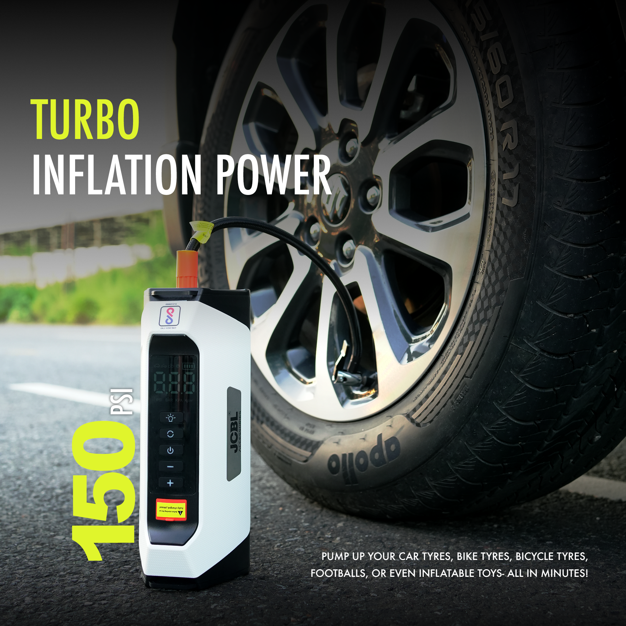 ThorX – 4-in-1 Jump Starter, 150 PSI Tyre Inflator & 6000mAh Powerbank with LED Torch