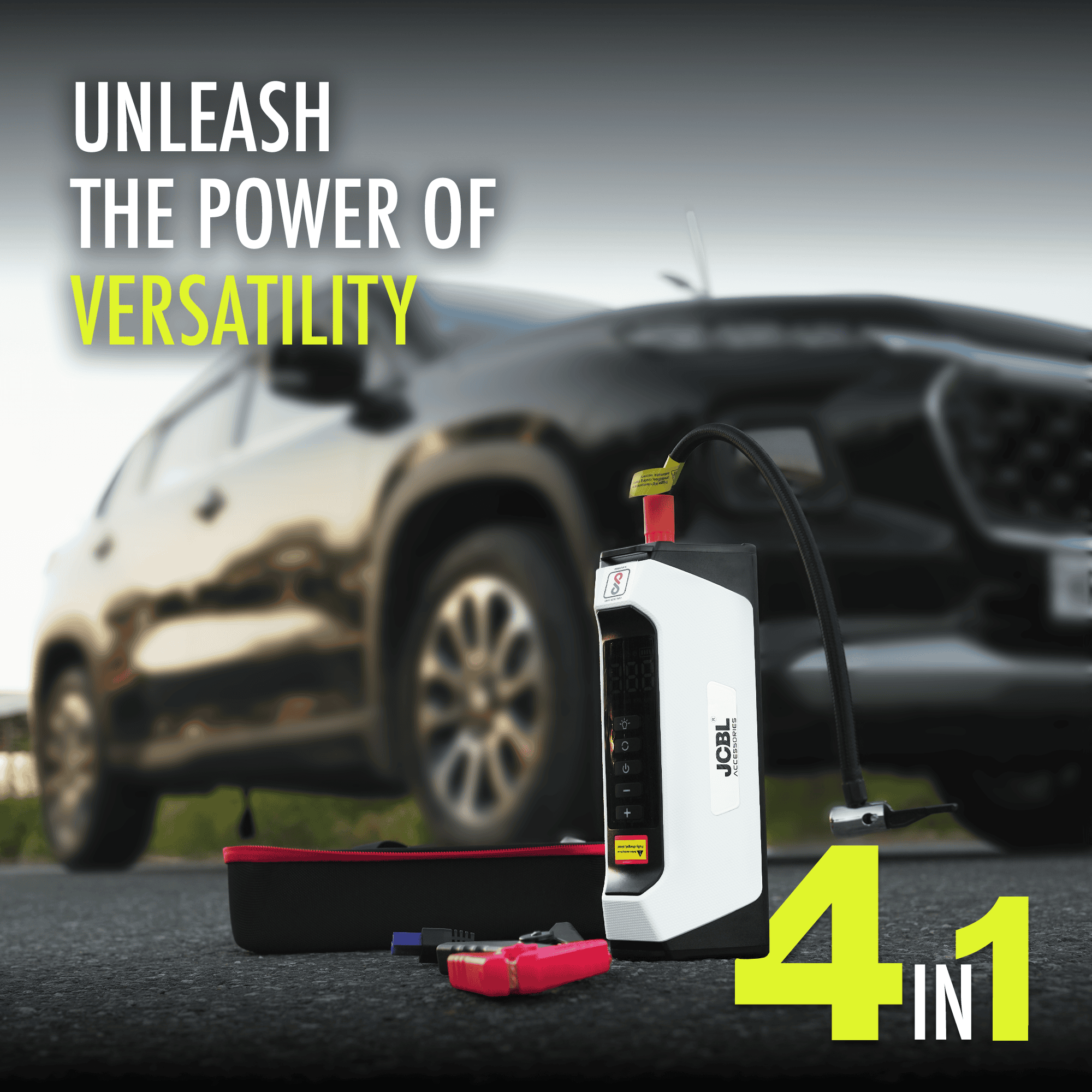 ThorX – 4-in-1 Jump Starter, 150 PSI Tyre Inflator & 6000mAh Powerbank with LED Torch
