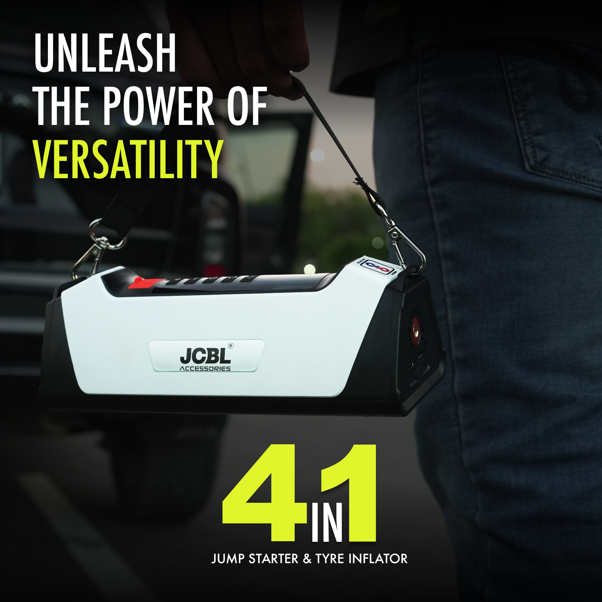 ThorX – 4-in-1 Jump Starter, 150 PSI Tyre Inflator & 6000mAh Powerbank with LED Torch