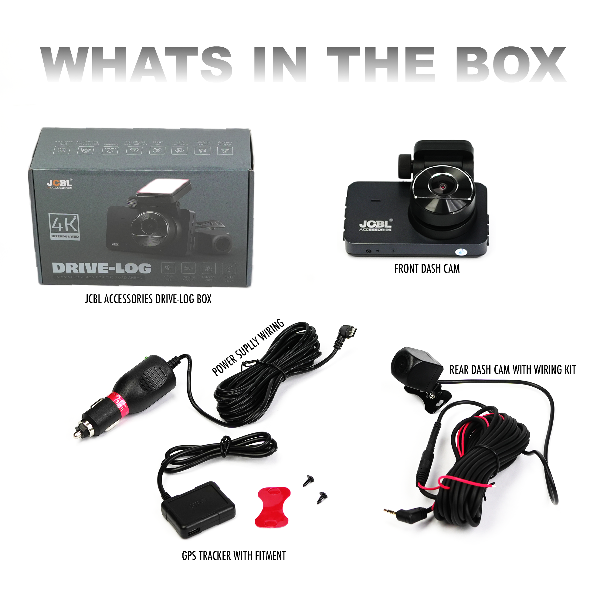 JCBL Vision X2 Dual Channel Dash Cam | 8MP UHD Front + 2K Rear | 3.2” IPS Display | Hardwire Kit Included