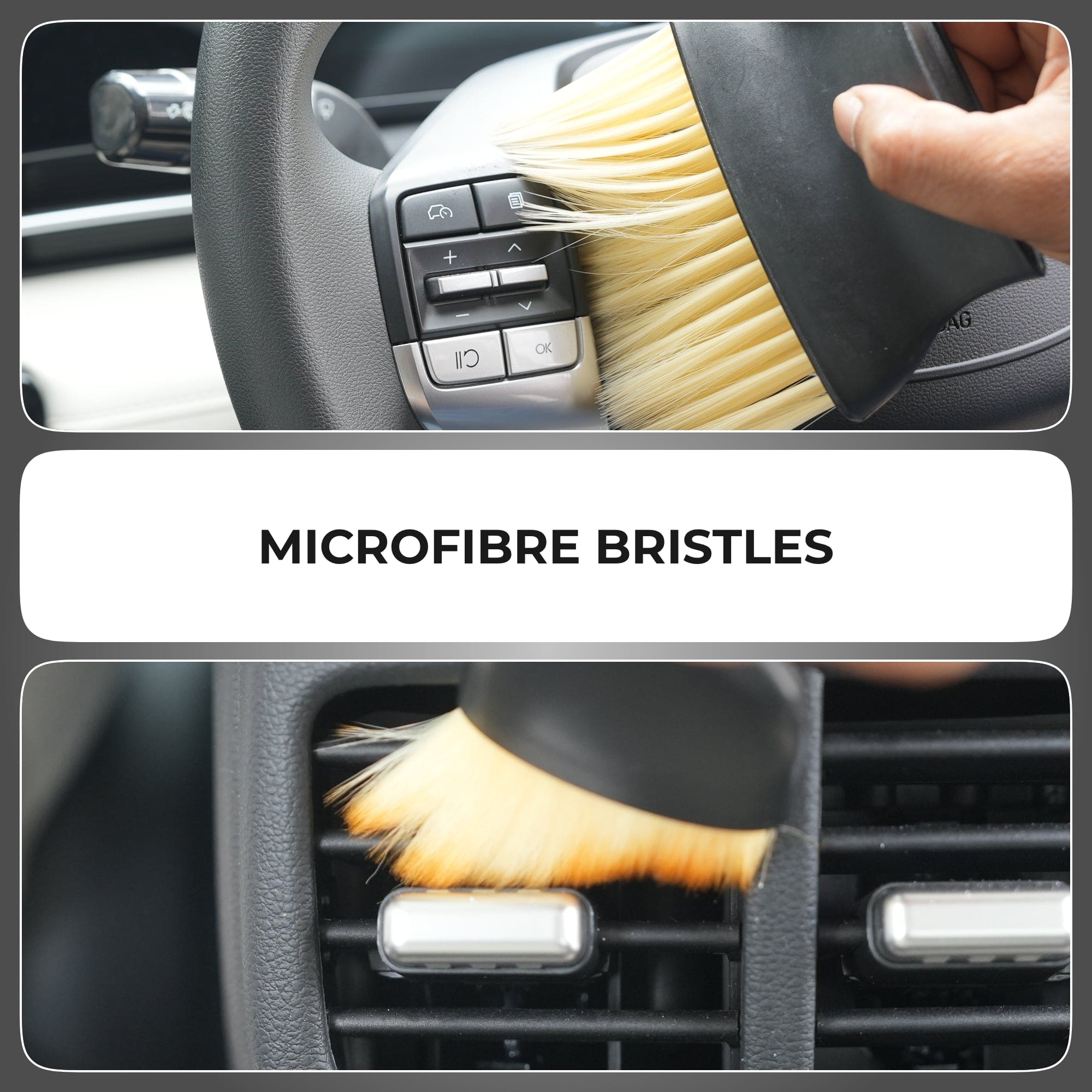 Premium Car Cleaning Brush Combo (2 Pack) – High-Density Microfibre Bristles with Ergonomic Handle