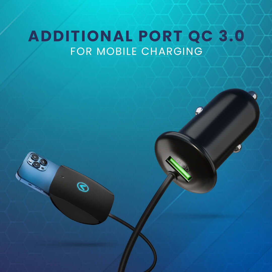 JCBL Accessories Watt Batt 15W Triple Coil Fast Charging Mobile Charger for Car, Disturbance Free Design| ADSITIONAL PORT QC 3.0 | FOR MOBILE CHARGING