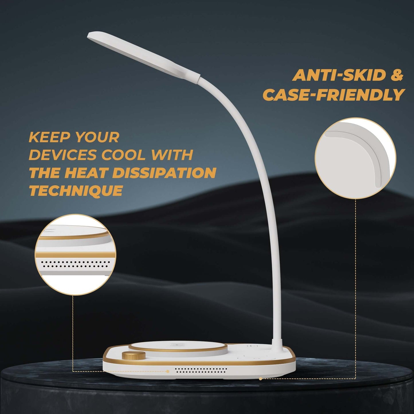 JCBL Accessories 5-in-1 Wireless Mobile Charger with Lamp and Warm Ring Light (White), X3