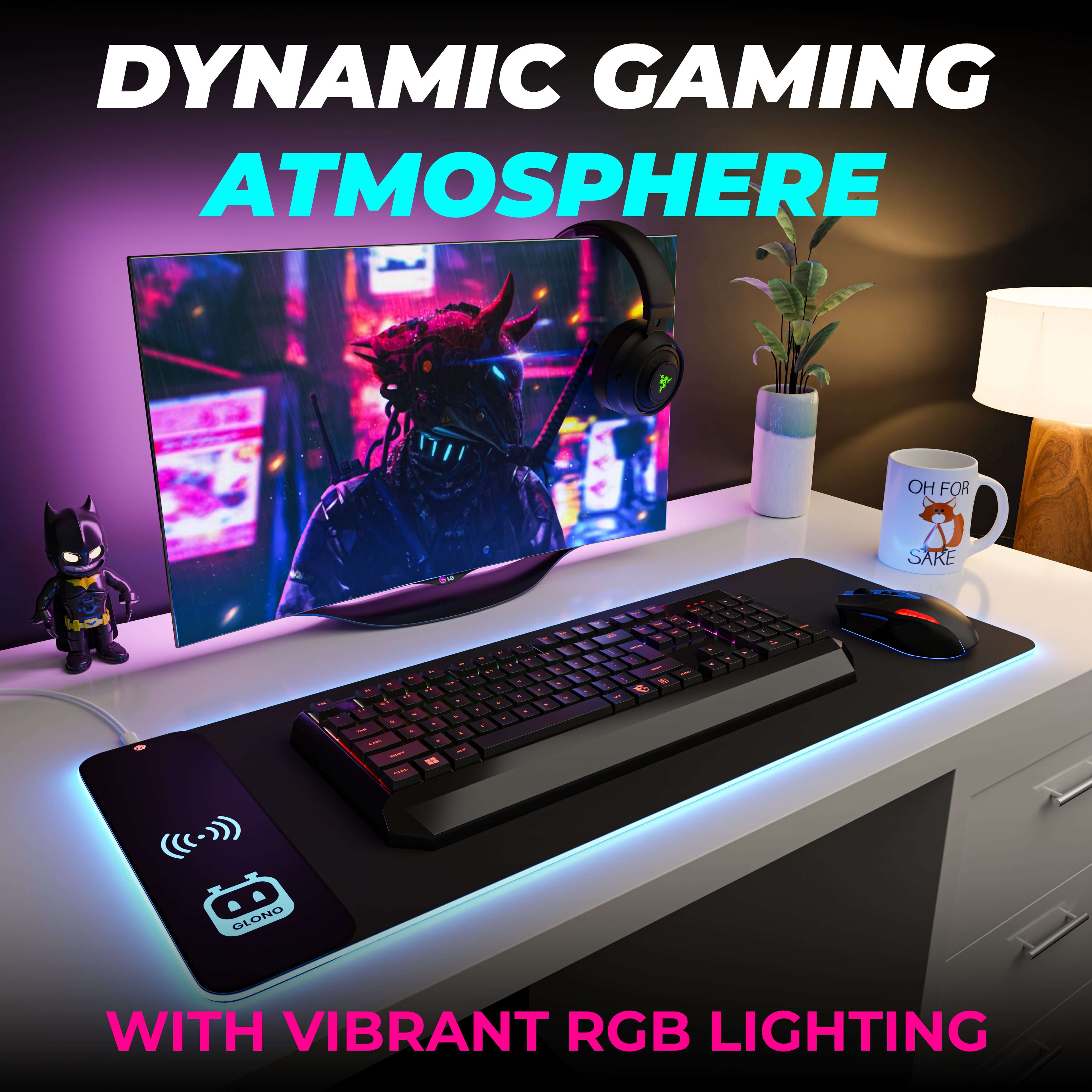 JCBL Accessories Illumicharge 2-in-1  RGB Mouse Pad With 15W Fast Wireless Charger -  The Matt Black Theme