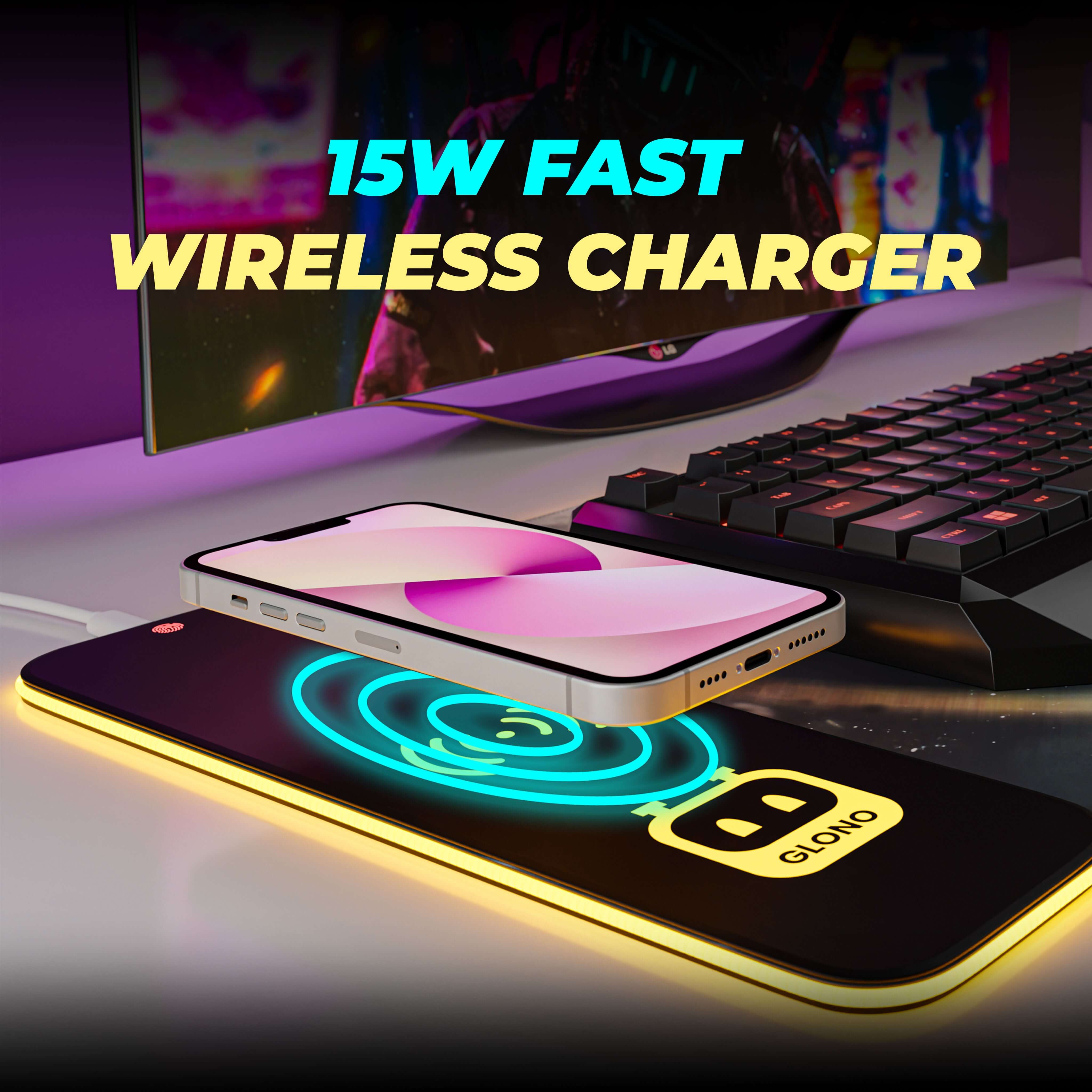 Illumicharge 2-in-1 RGB Mouse Pad with 15W Wireless Charger | Ambient Lighting | The Black Hole Theme