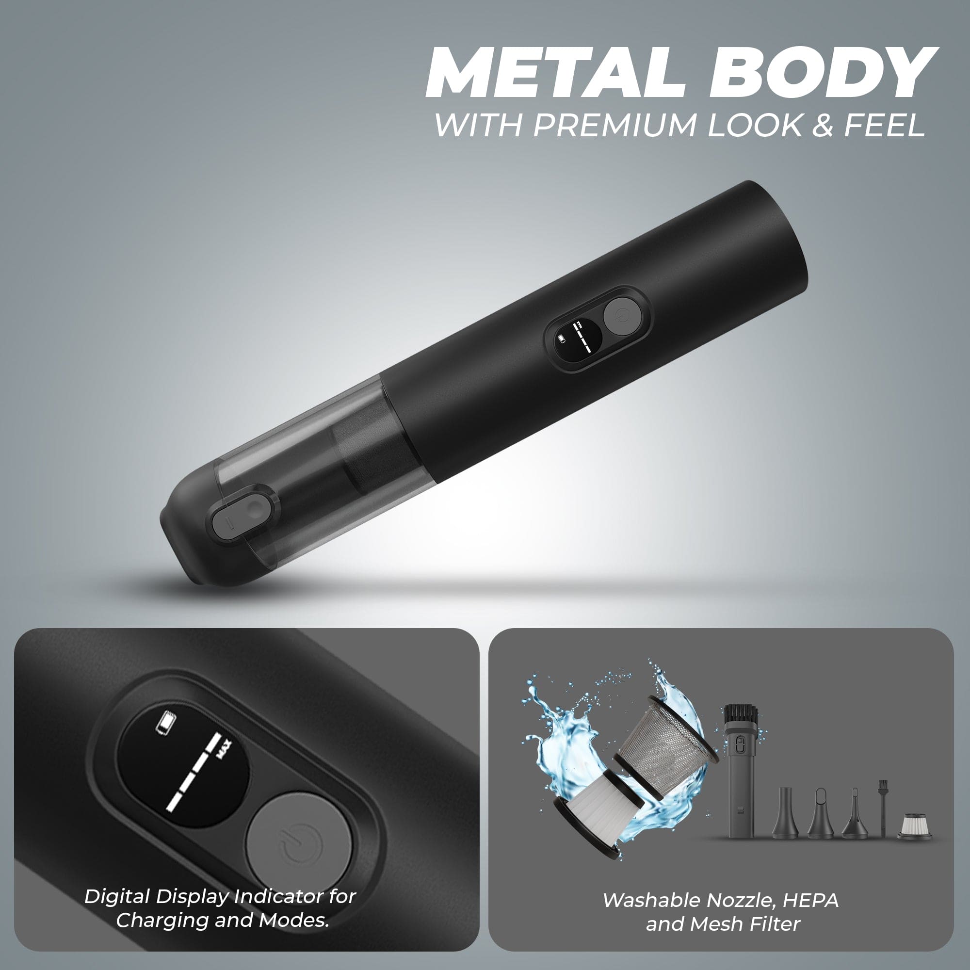 JCBL 4-in-1 Portable USB Rechargeable Wireless Car Vacuum Cleaner with Suction, Blowing, Pumping, and Inflating Functions – Compact and Travel-Friendly)(V4)