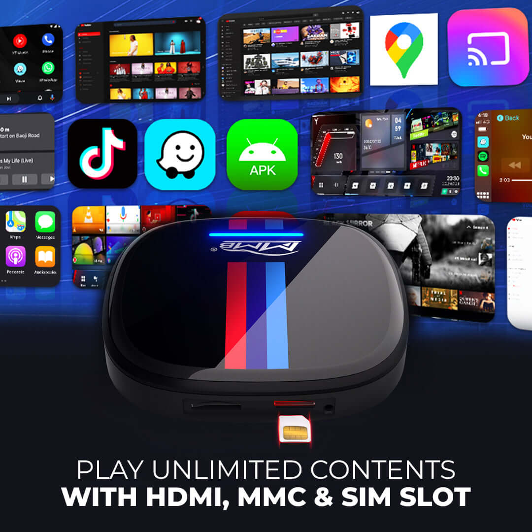 Wired to Wireless Car Adapter | Supports Android Auto & Car Play | 4 GB RAM | 64 GB ROM | Specially Designed for BMW Cars