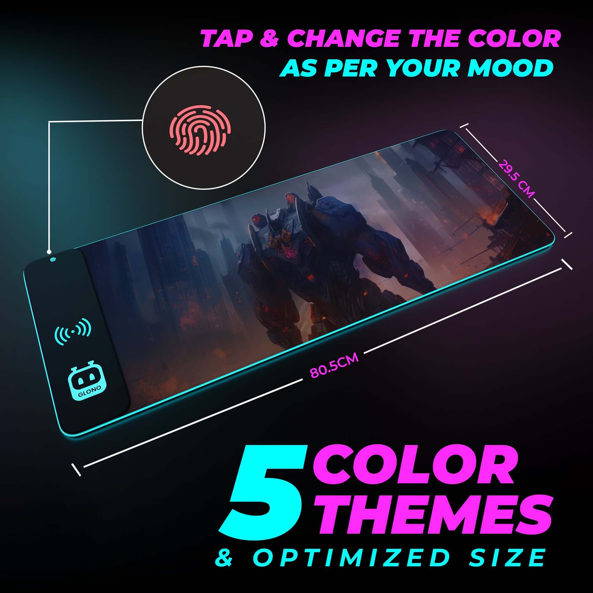 Illumicharge 2-in-1 RGB Mouse Pad with 15W Wireless Charger | Ambient Lighting | The Player Theme