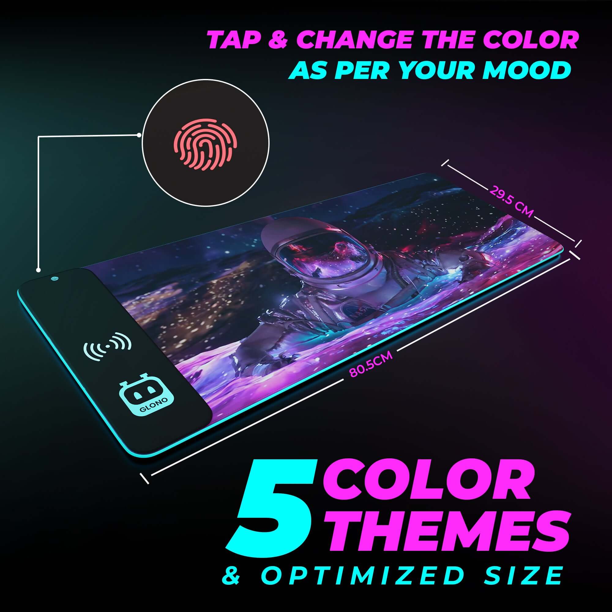 Illumicharge 2-in-1 RGB Mouse Pad with 15W Wireless Charger | Ambient Lighting | The Spacewalk Theme