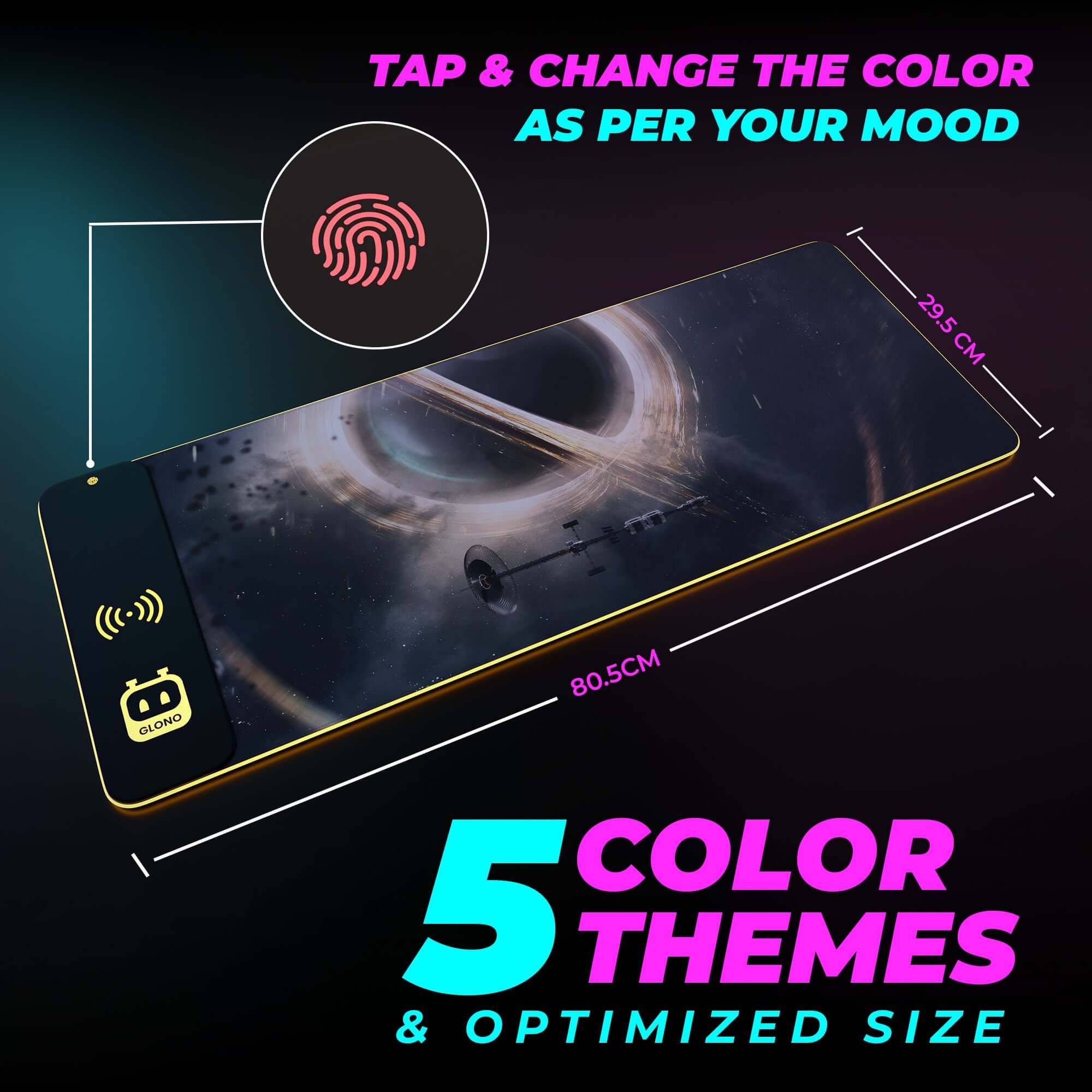 Illumicharge 2-in-1 RGB Mouse Pad with 15W Wireless Charger | Ambient Lighting | The Black Hole Theme