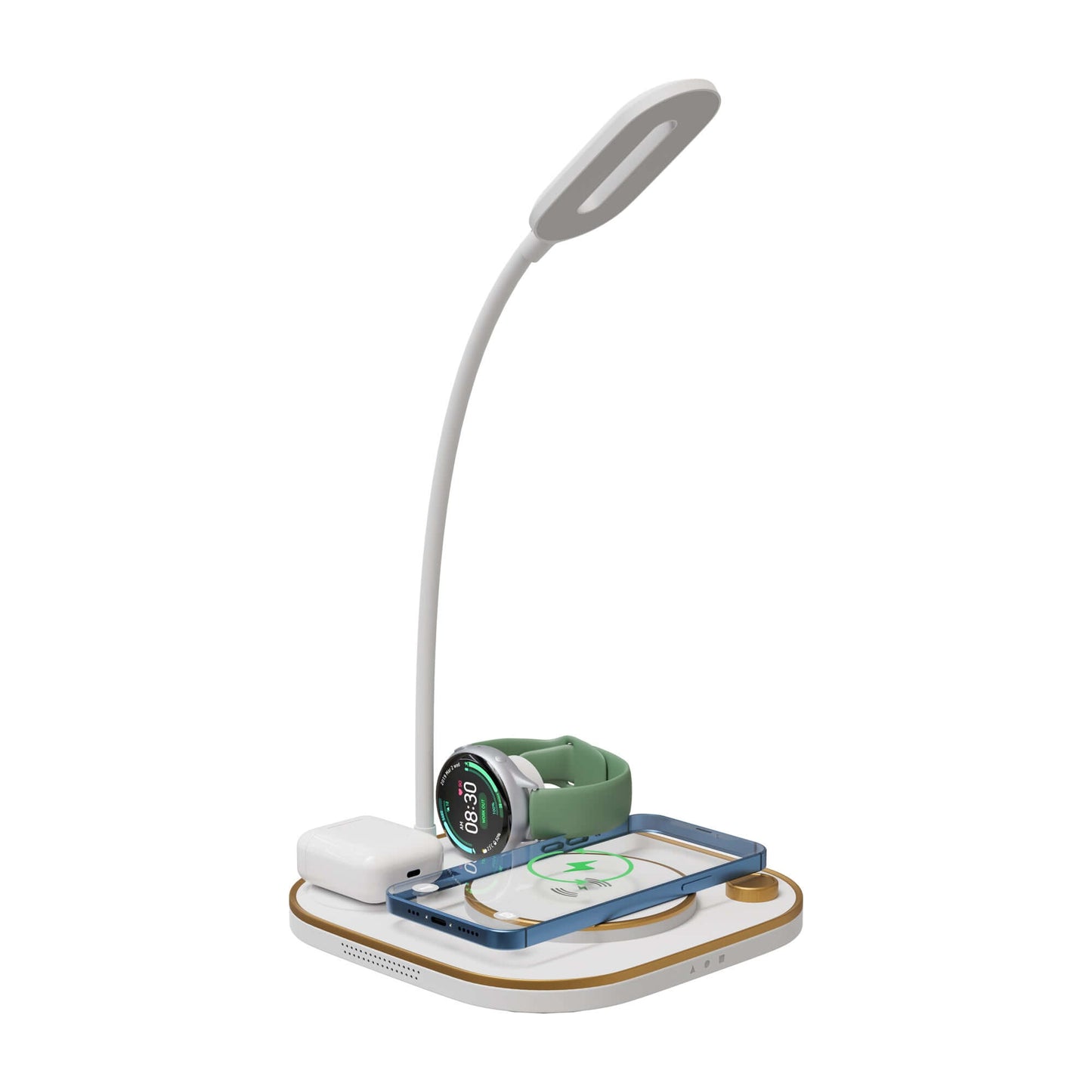 JCBL Accessories 5-in-1 Wireless Mobile Charger with Lamp and Warm Ring Light (White), X3