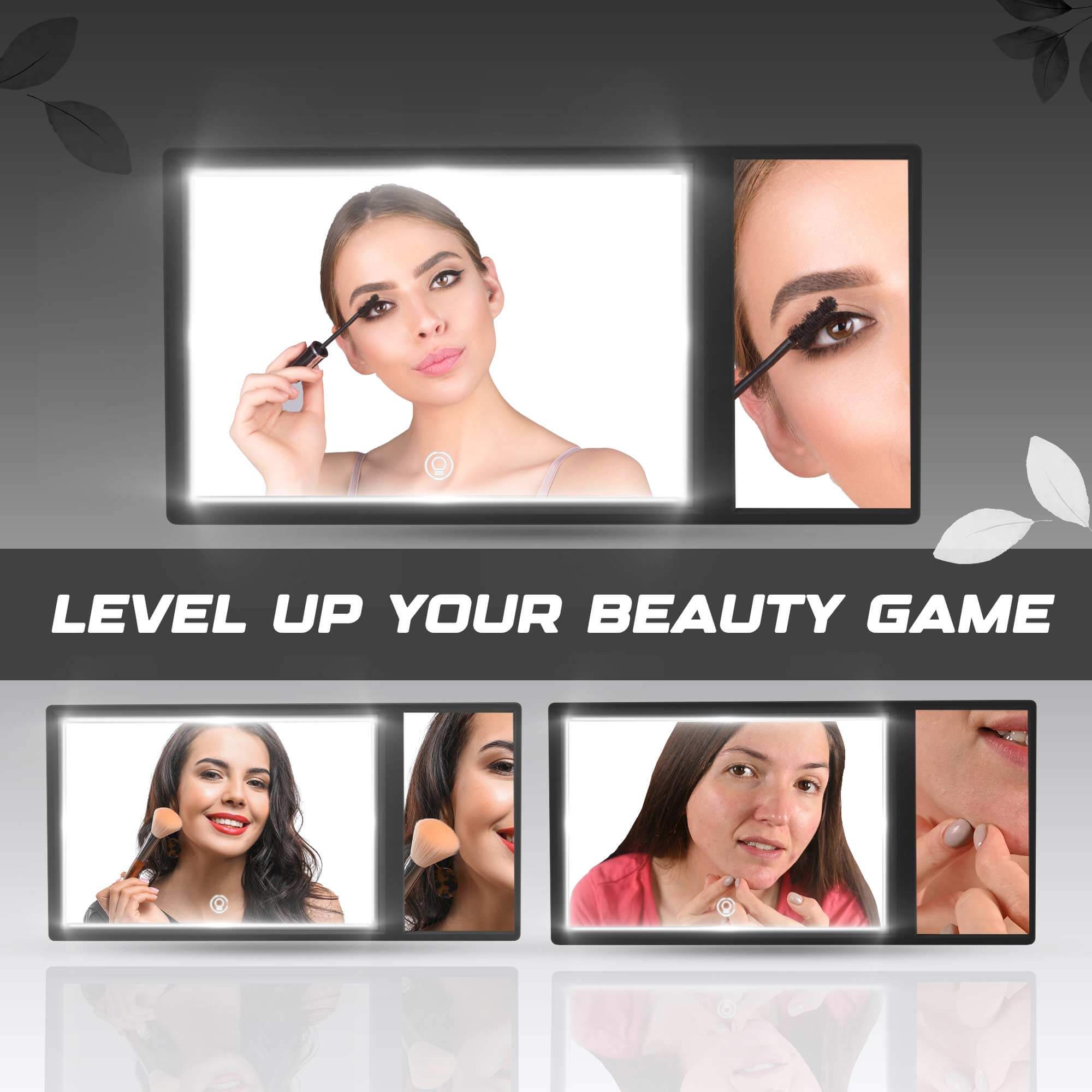 Vanitify Car LED Make Up Mirror | Three Light Modes | Portable