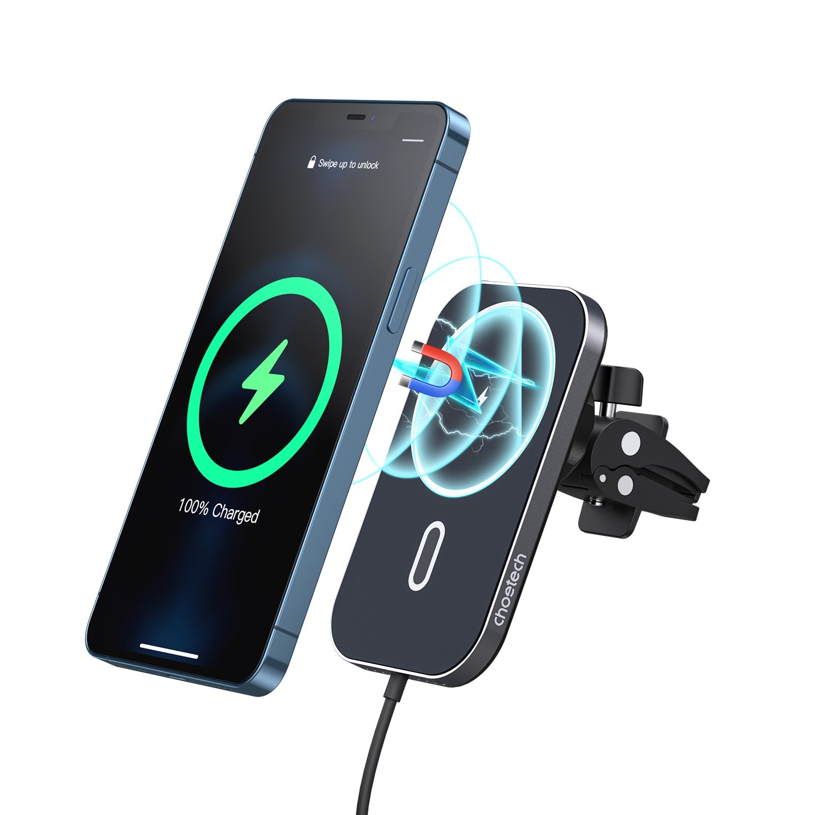 Wireless Car Charger - 10W Fast Charging, Vent Mount