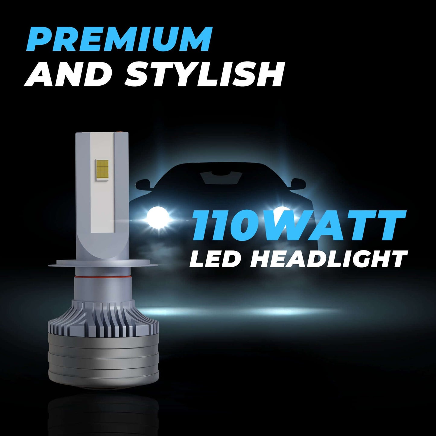 JCBL ACCESSORIES Lumenz H7 110W Car Headlight LED Bulb, 8000 Lumens Dual-Beam, 6000-6500K Day Light, Weather-Resistant IP67 Waterproof | PREMIUM AND STYLISH | 110WATT LED HEADLIGHT 