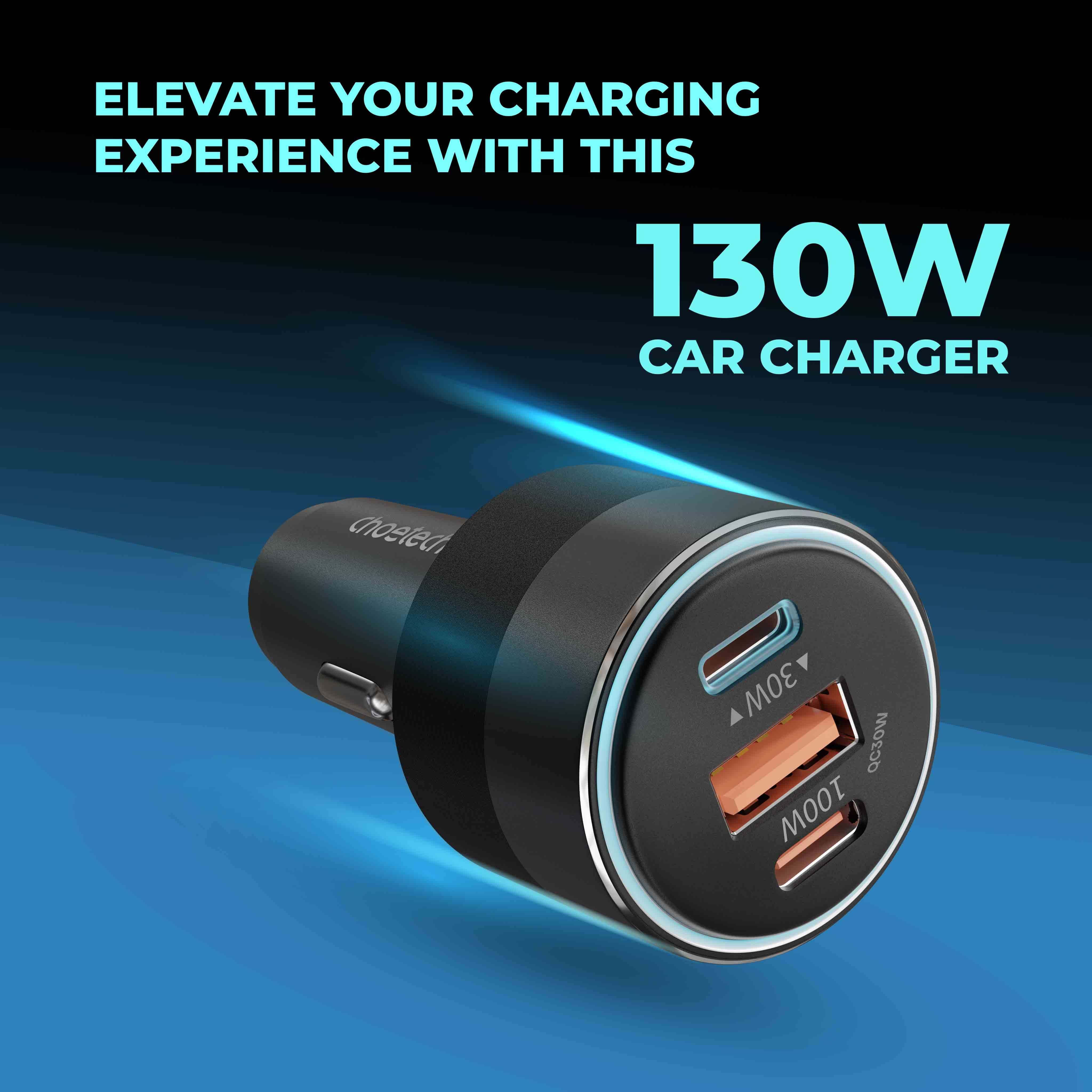 Choetech 130W Type C/A Metallic Body Car Charger, TC0011 | 