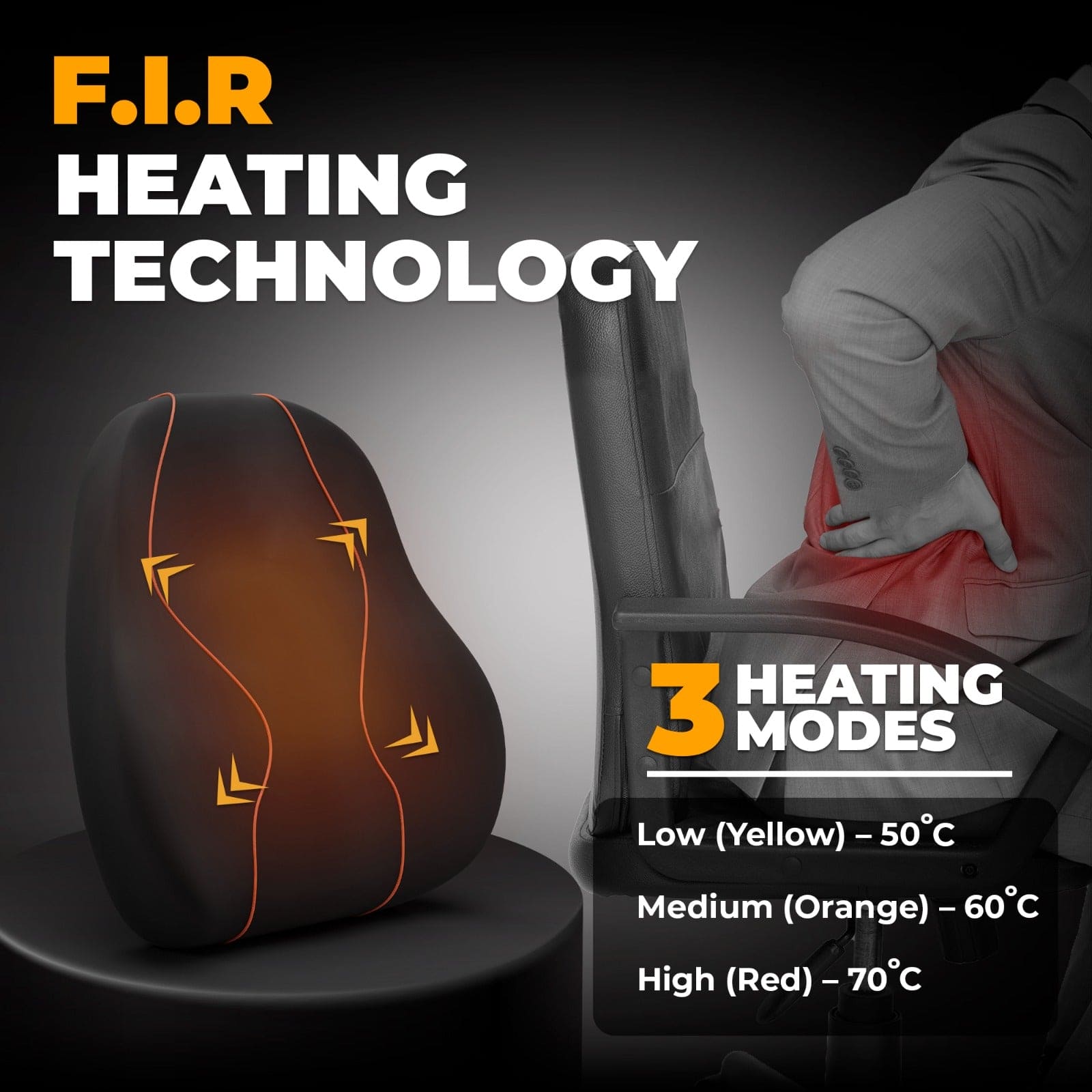 Vibroheat Full Spine Support Cushion | Heating & Vibration Modes With Controller