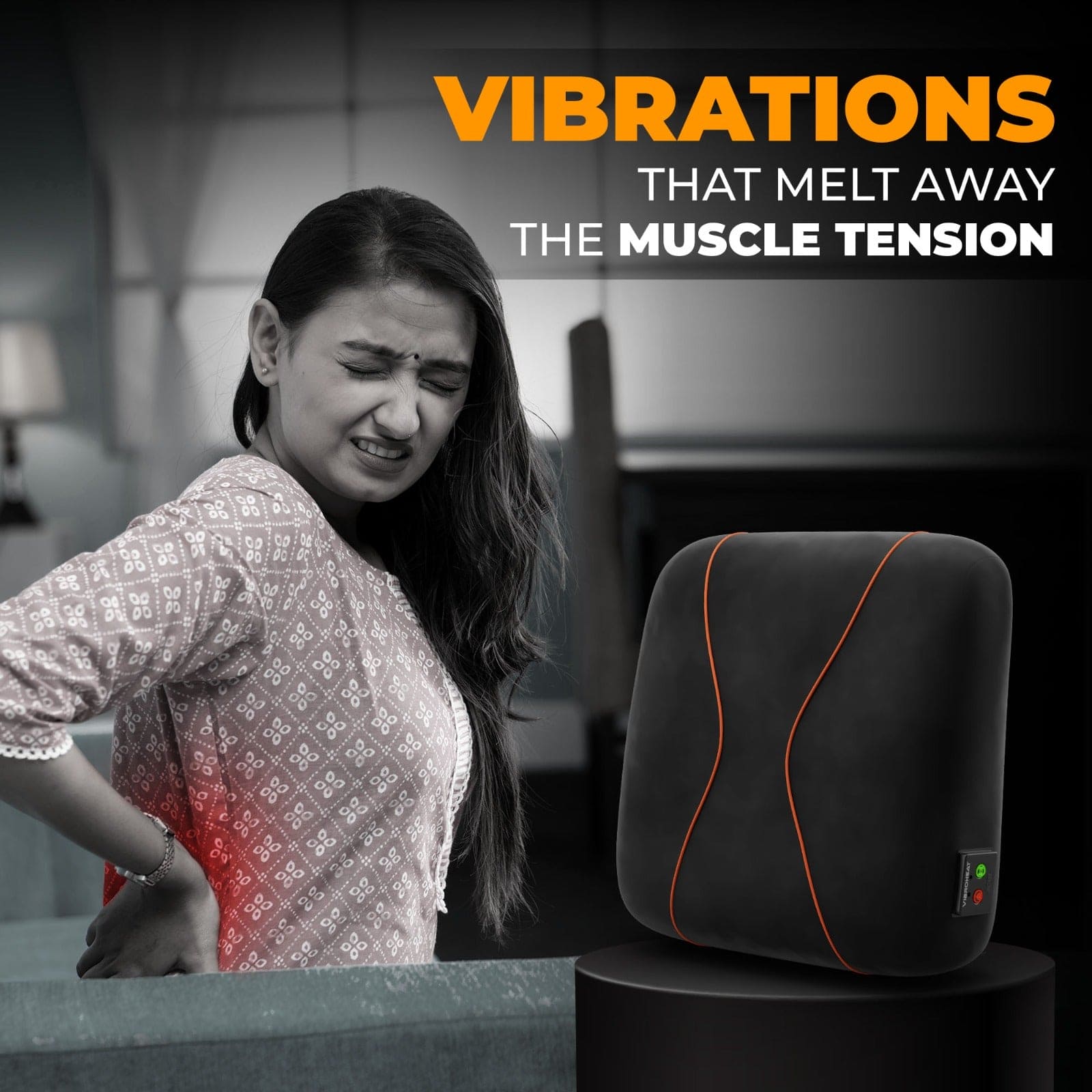 Vibroheat Full Spine Support Cushion | Heating & Vibration Modes With Controller