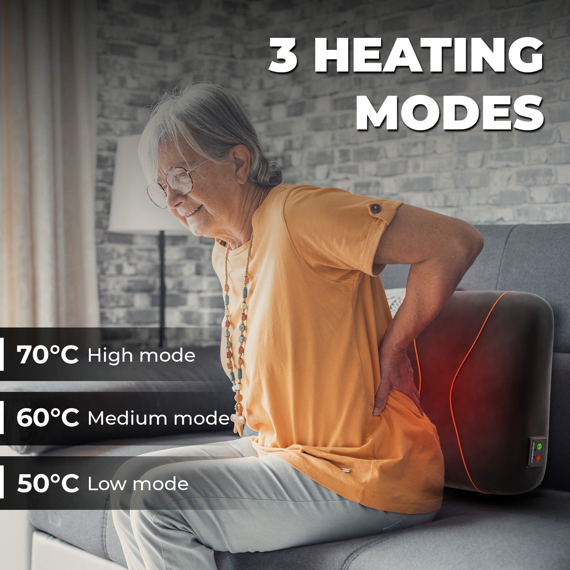 Vibroheat  Lumbar Support Cushion | Heating & Vibration Modes With Controller