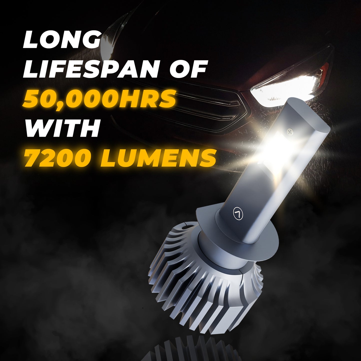 JCBL ACCESSORIES Lumenz H1 90W Car Headlight LED Bulb, 7200 Lumens Dual-Beam, 6000-6500K Day Light, Weather-Resistant IP67 Waterproof | LONG LIFESPAN of 50,000HRS With 7200 LUMENS