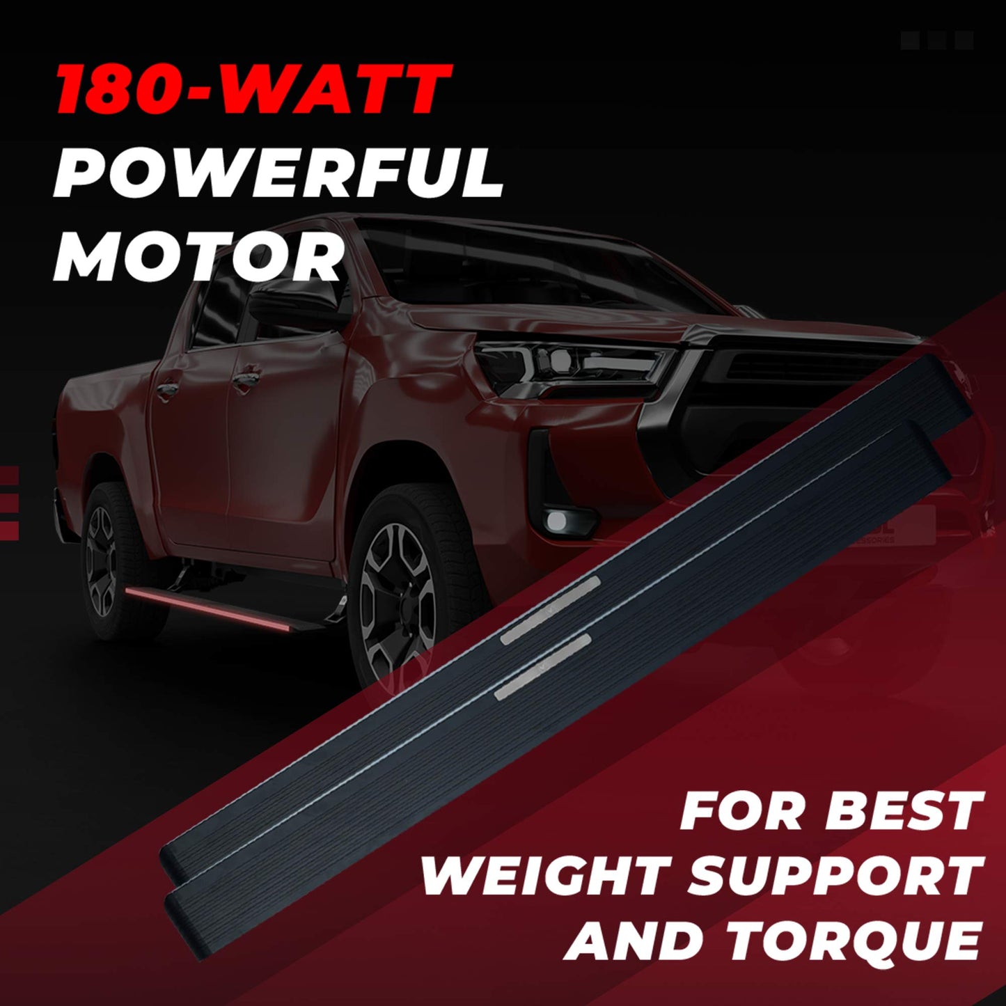 JCBL Accessories Automatic Door Side E-Step for SUVs ( Toyota Hilux Revo 16+ E-Side Step ) | 180-WATT POWERFUL MOTOR z FOR BEST WEIGHT SUPPORT AND TORQUE