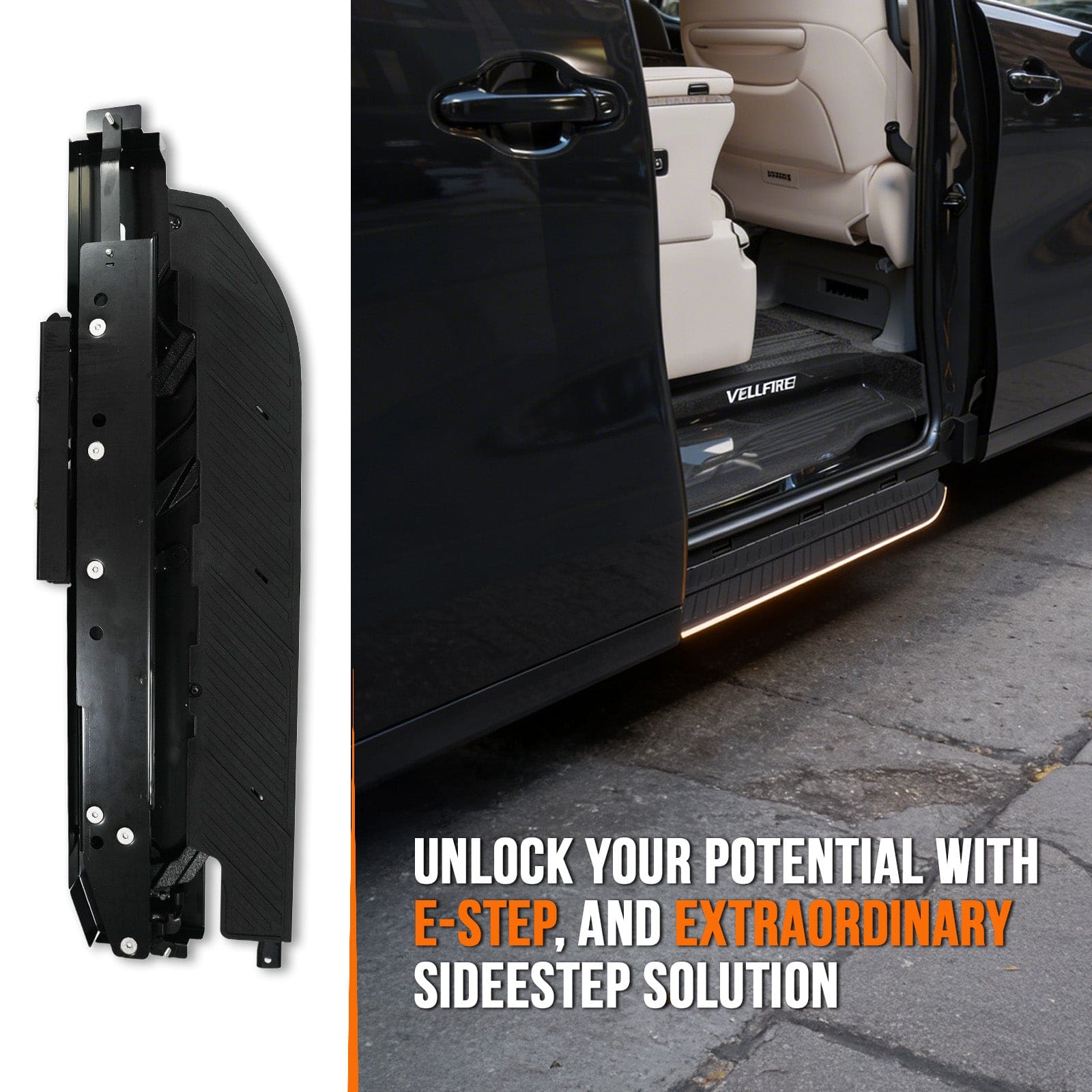Toyota Vellfire Electric Side Step with RGB Streamer Lights & App Control