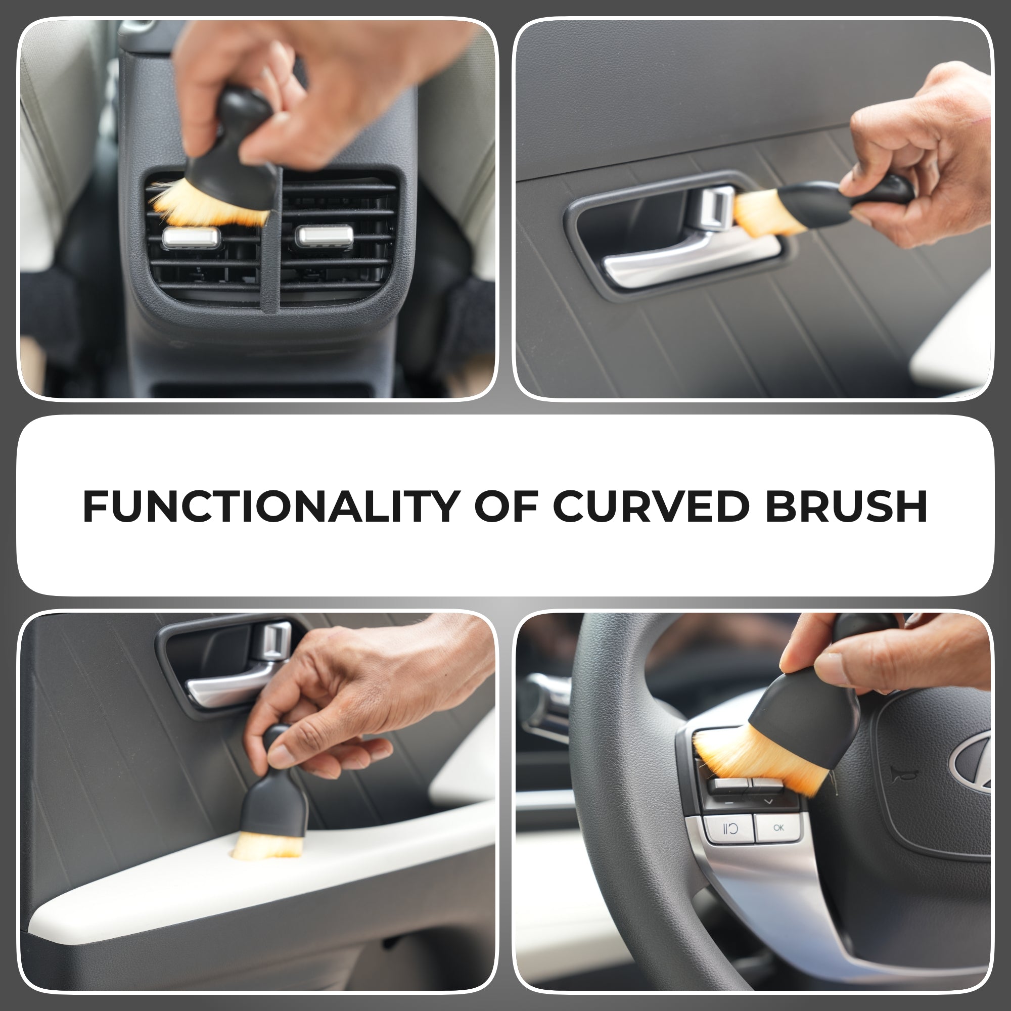 Premium Car Cleaning Brush Combo (2 Pack) – High-Density Microfibre Bristles with Ergonomic Handle