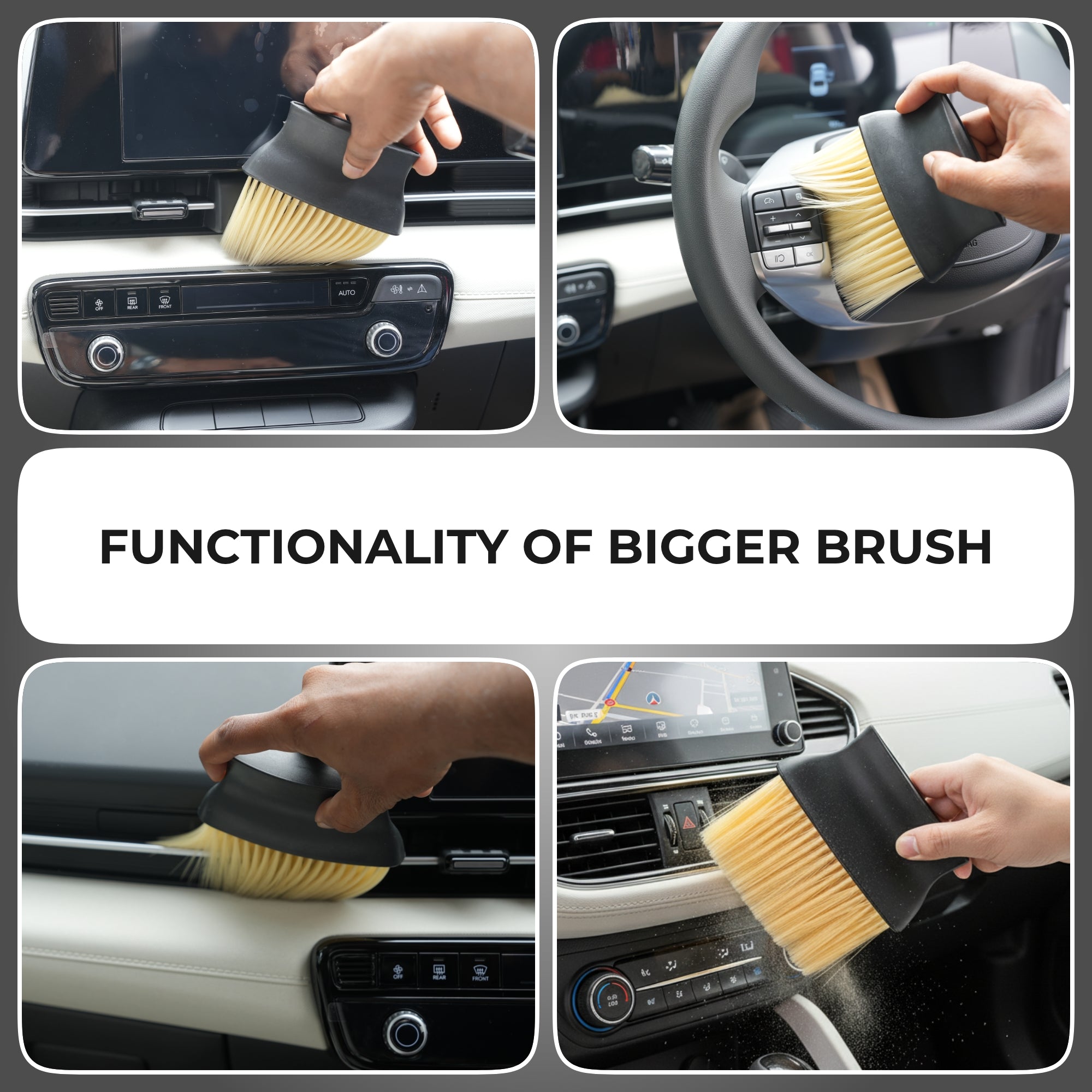 Premium Car Cleaning Brush Combo (2 Pack) – High-Density Microfibre Bristles with Ergonomic Handle