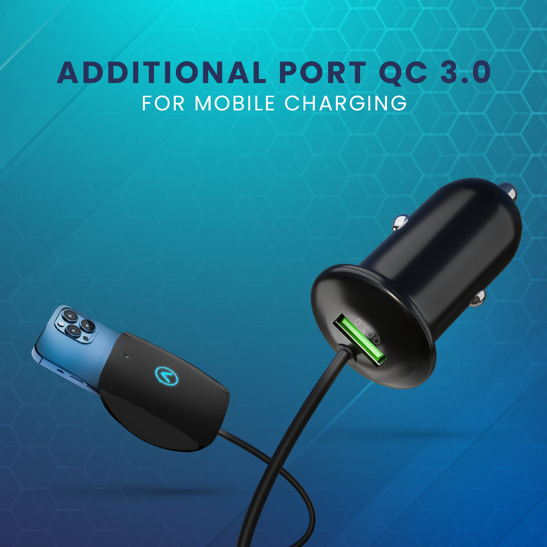 JCBL Accessories Watt Batt 15W Triple Coil Fast Charging Mobile Charger for Car, Disturbance Free Design| ADSITIONAL PORT QC 3.0 | FOR MOBILE CHARGING 