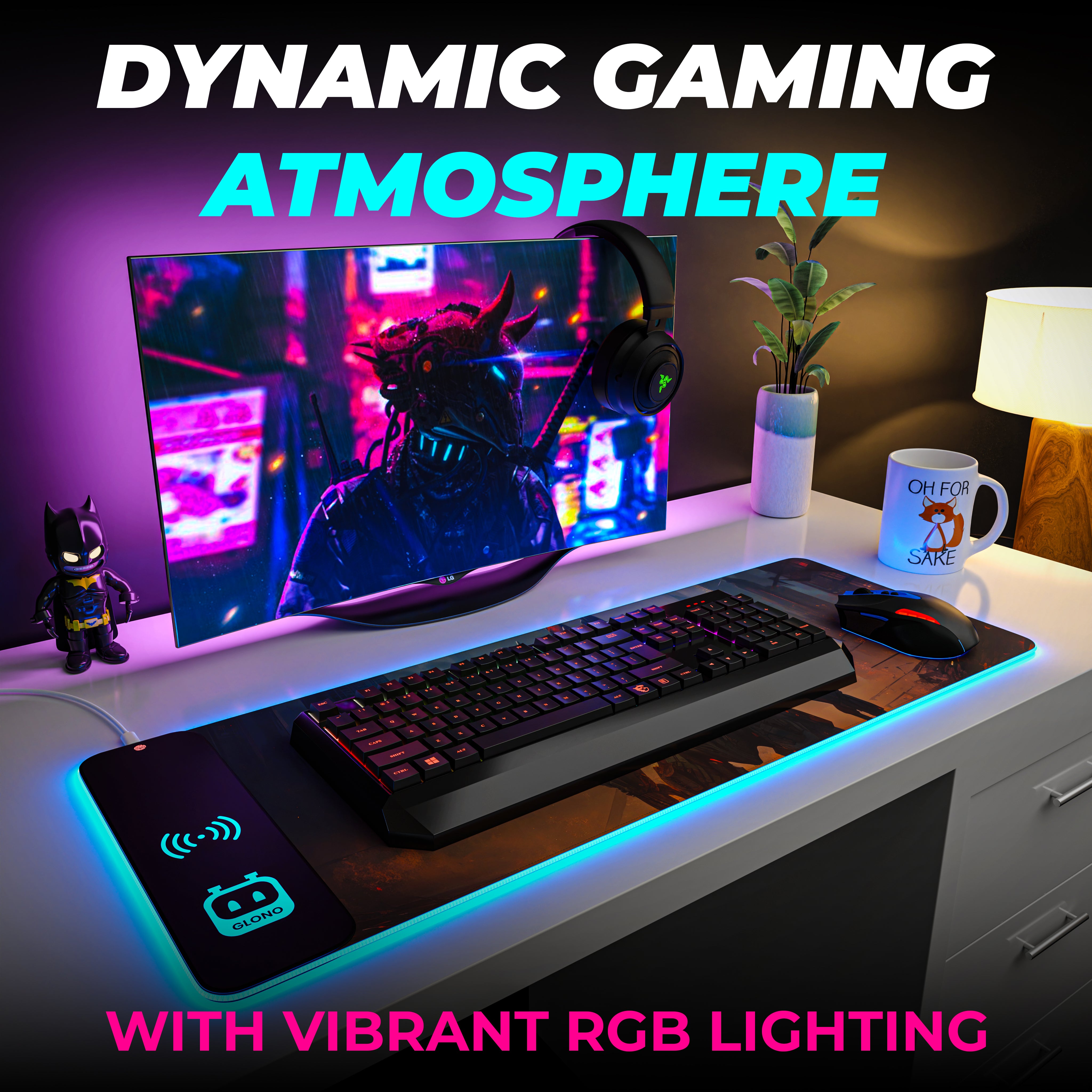 Illumicharge 2-in-1 RGB Mouse Pad with 15W Wireless Charger | Ambient Lighting | The Player Theme