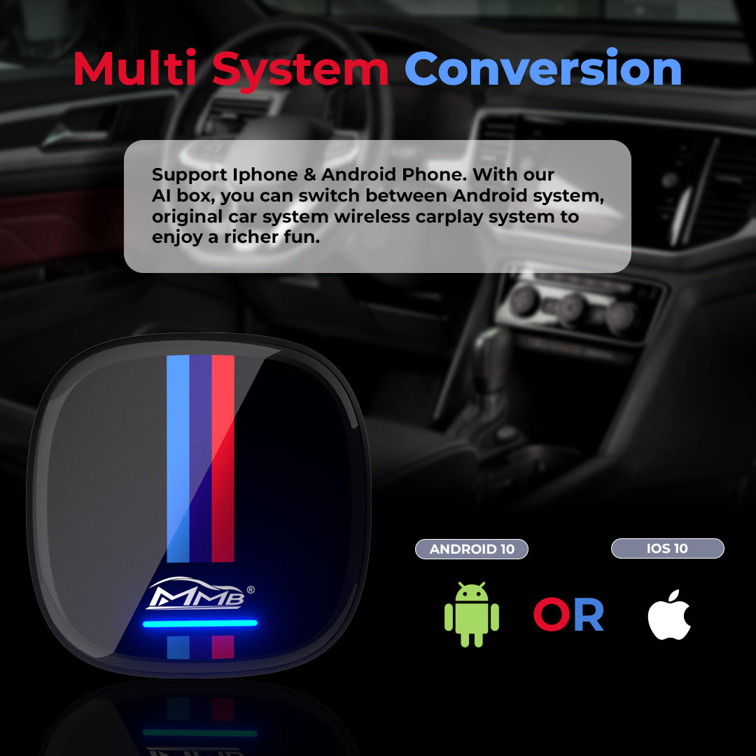 Wired to Wireless Car Adapter | Supports Android Auto & Car Play | 4 GB RAM | 64 GB ROM | Specially Designed for BMW Cars