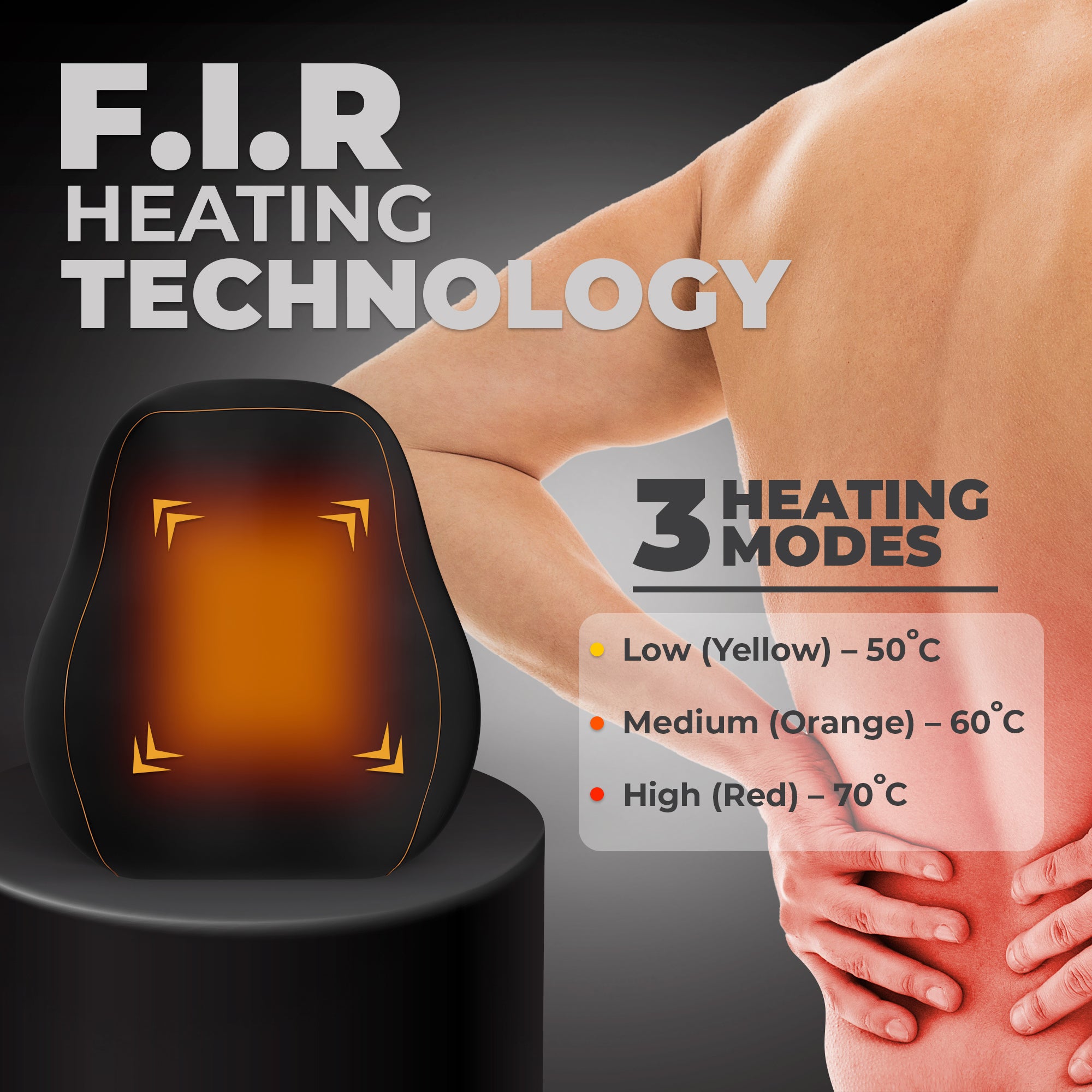 Vibroheat Full Back Lumbar Support Cushion | Heating & Vibration Modes