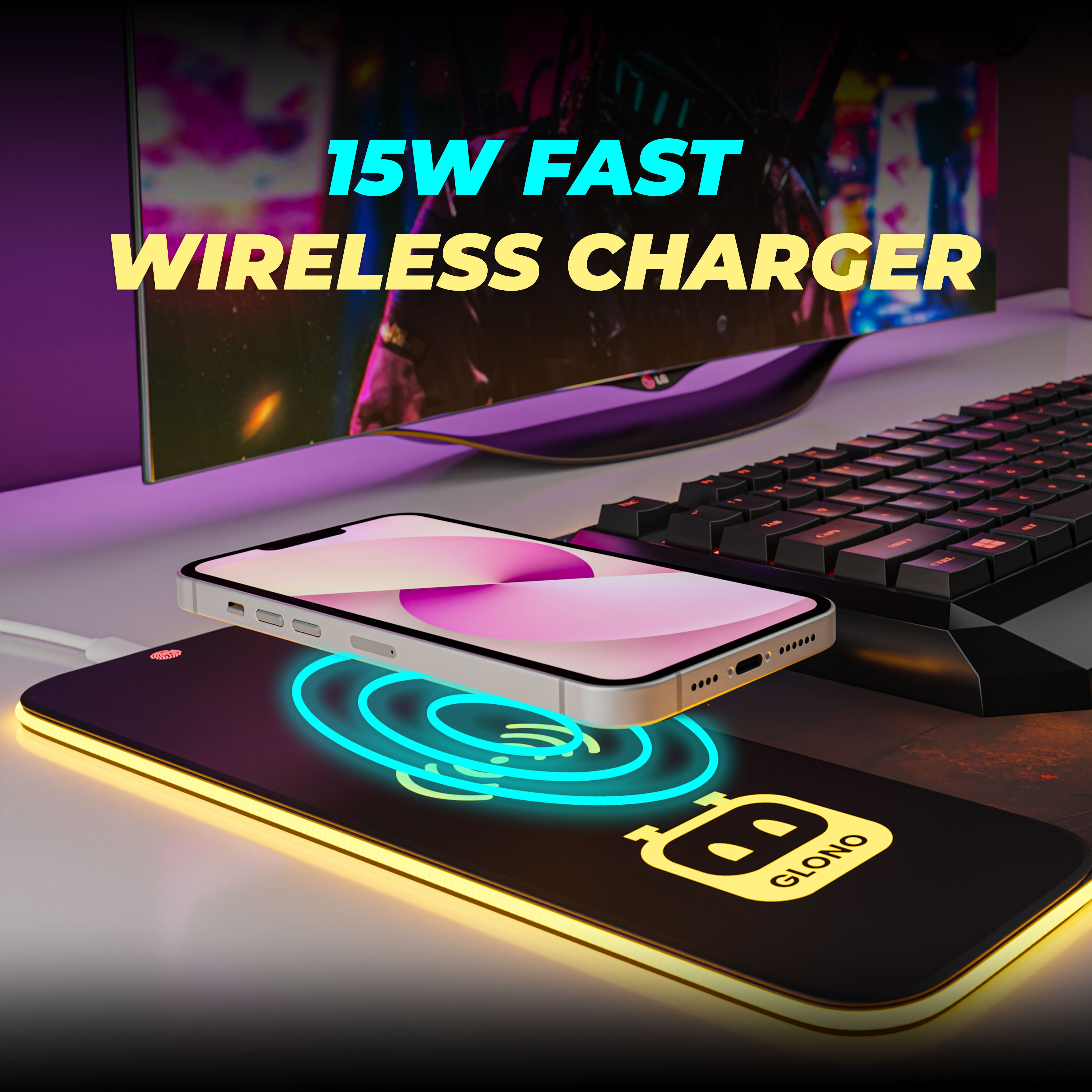 Illumicharge 2-in-1 RGB Mouse Pad with 15W Wireless Charger | Ambient Lighting | The Player Theme