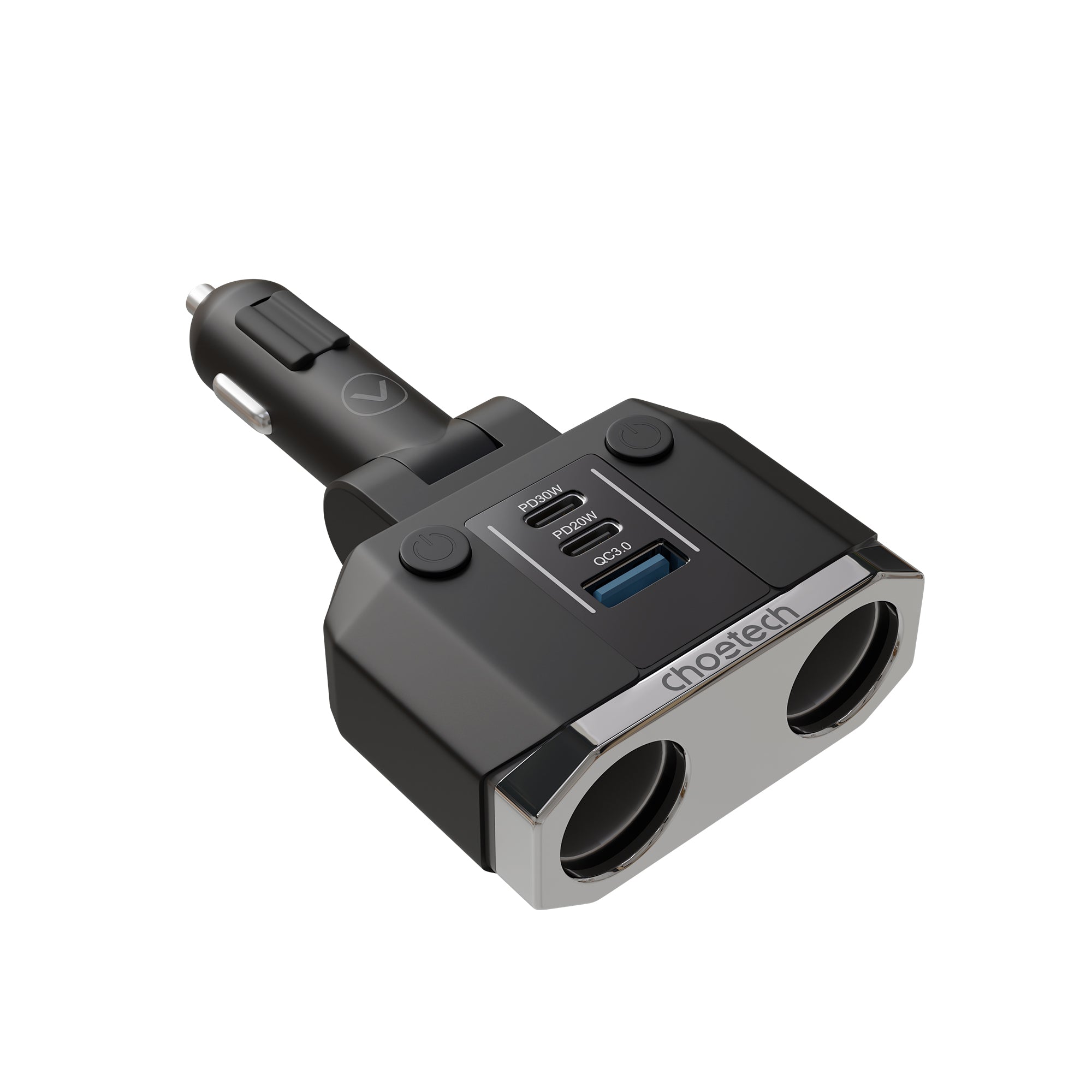 Cigarette Lighter Adapter Three Socket 200W with Two Type-C and Micro USB 78W Car Charger