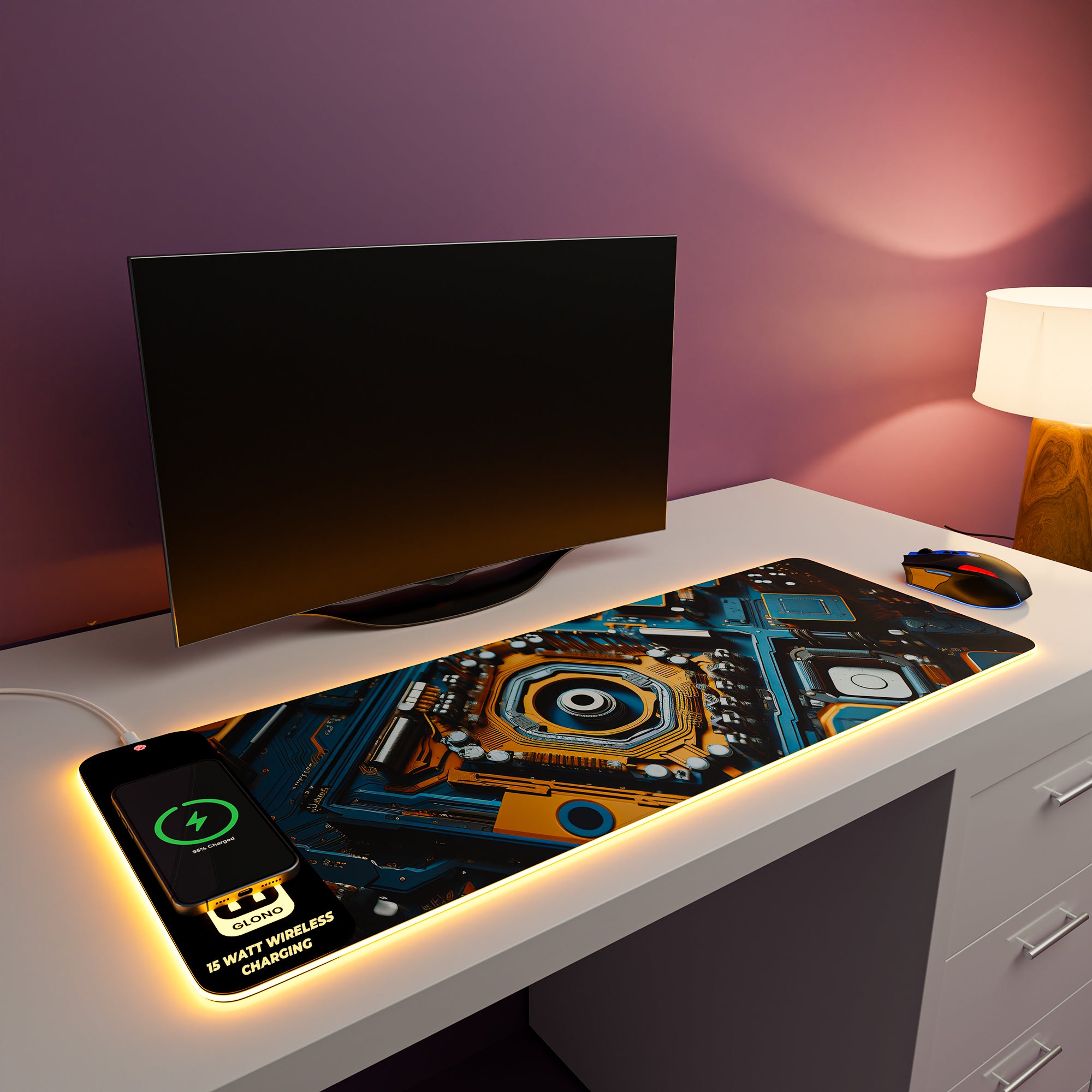 Illumicharge 2-in-1 RGB Mouse Pad with 15W Wireless Charger | Ambient Lighting | The Techie Theme