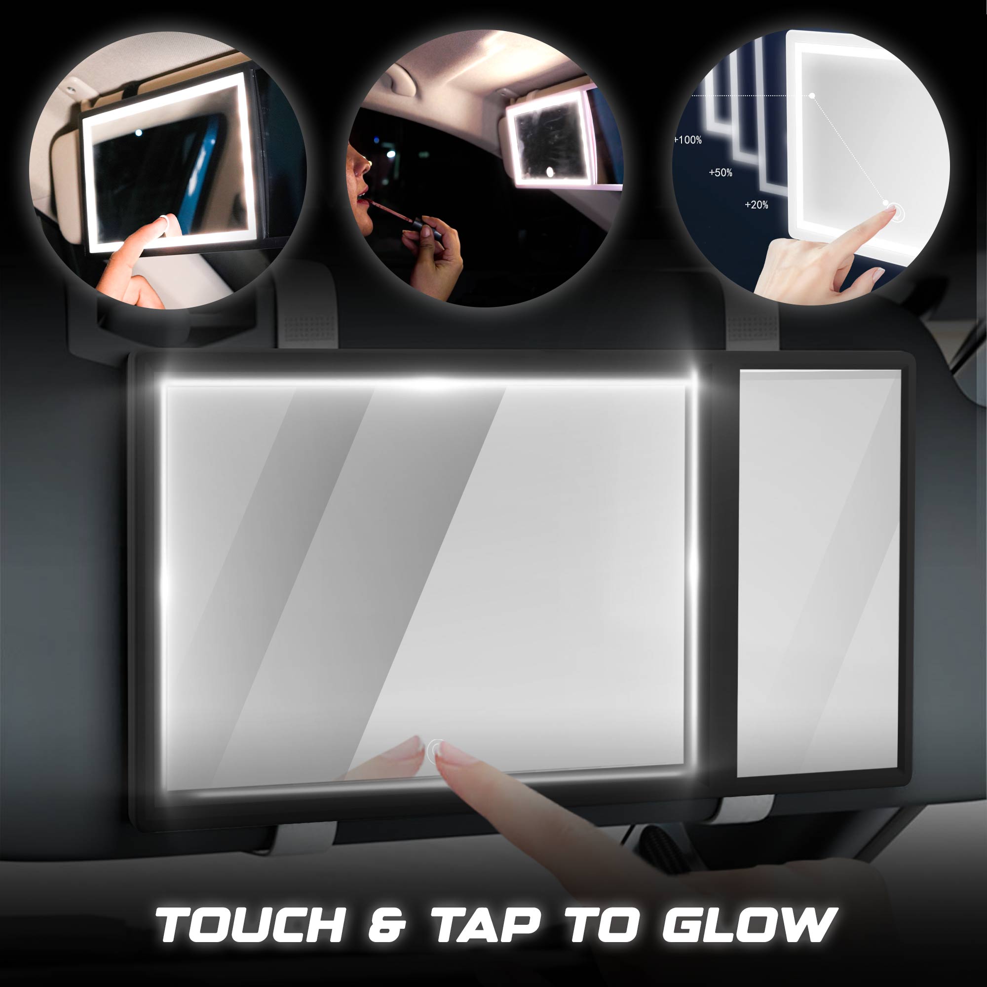 Vanitify Car LED Make Up Mirror | Three Light Modes | Portable