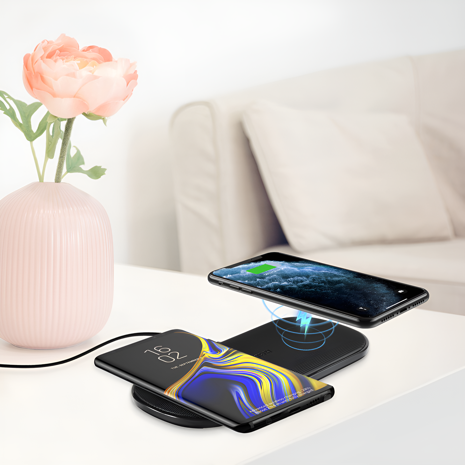 Choetech 5-Coil 15W Dual Fast Wireless Charger for Wireless charging Supported Mobiles, T535-S by jcbl accessories. 