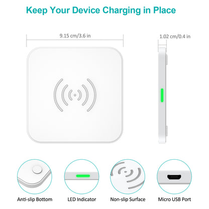 Choetech 10W Fast Wireless Charger for Qi Wireless charging Supported Mobiles, T511-S,Keep Your Device Charging in Place © AntisipBotom LEDIndicator NonlpSurface Micro USB Port