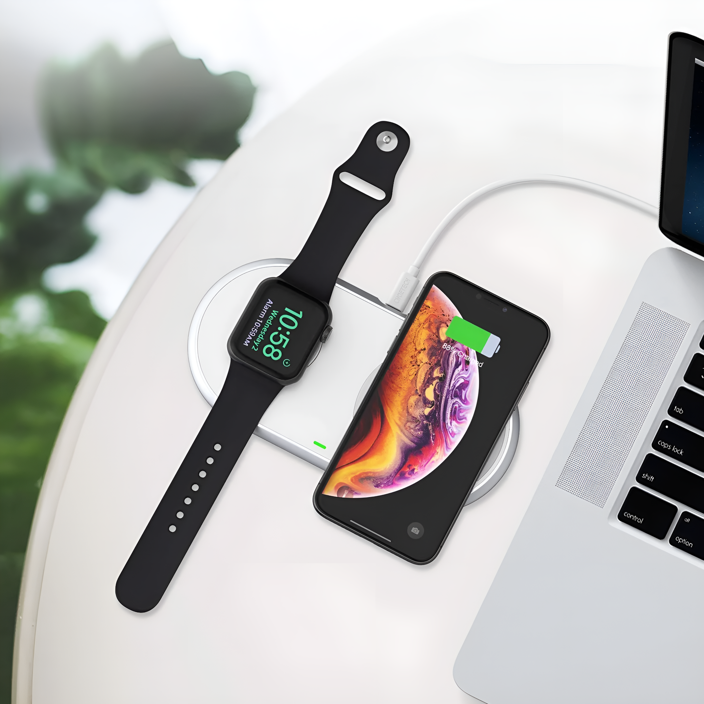 Choetech 2-in-1 15W Dual Wireless Charger For Iphone and Apple Watch (MFI Certified), T317