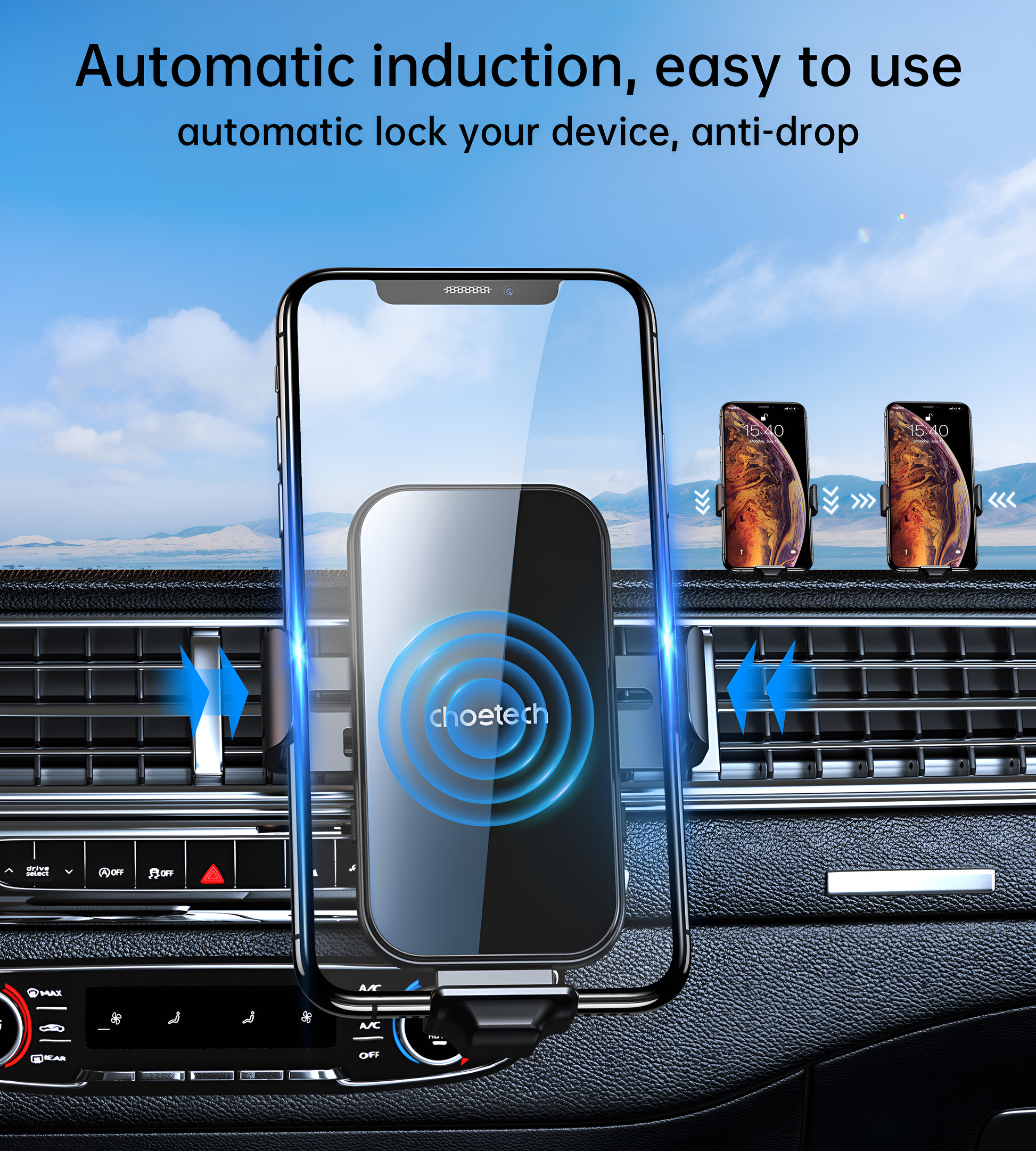 Choetech 10W Dashboard Mount Magnetic Wireless Car Charger for Iphone, T201-F.Automatic induction, easy to use automatic lock your device, anti-drop. JCBL accessories